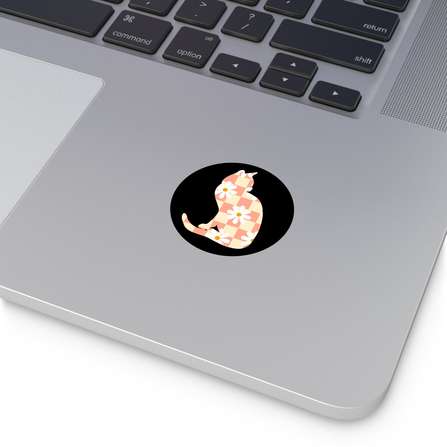 Daisy Checker Cat, Water-Resistant Vinyl Sticker
