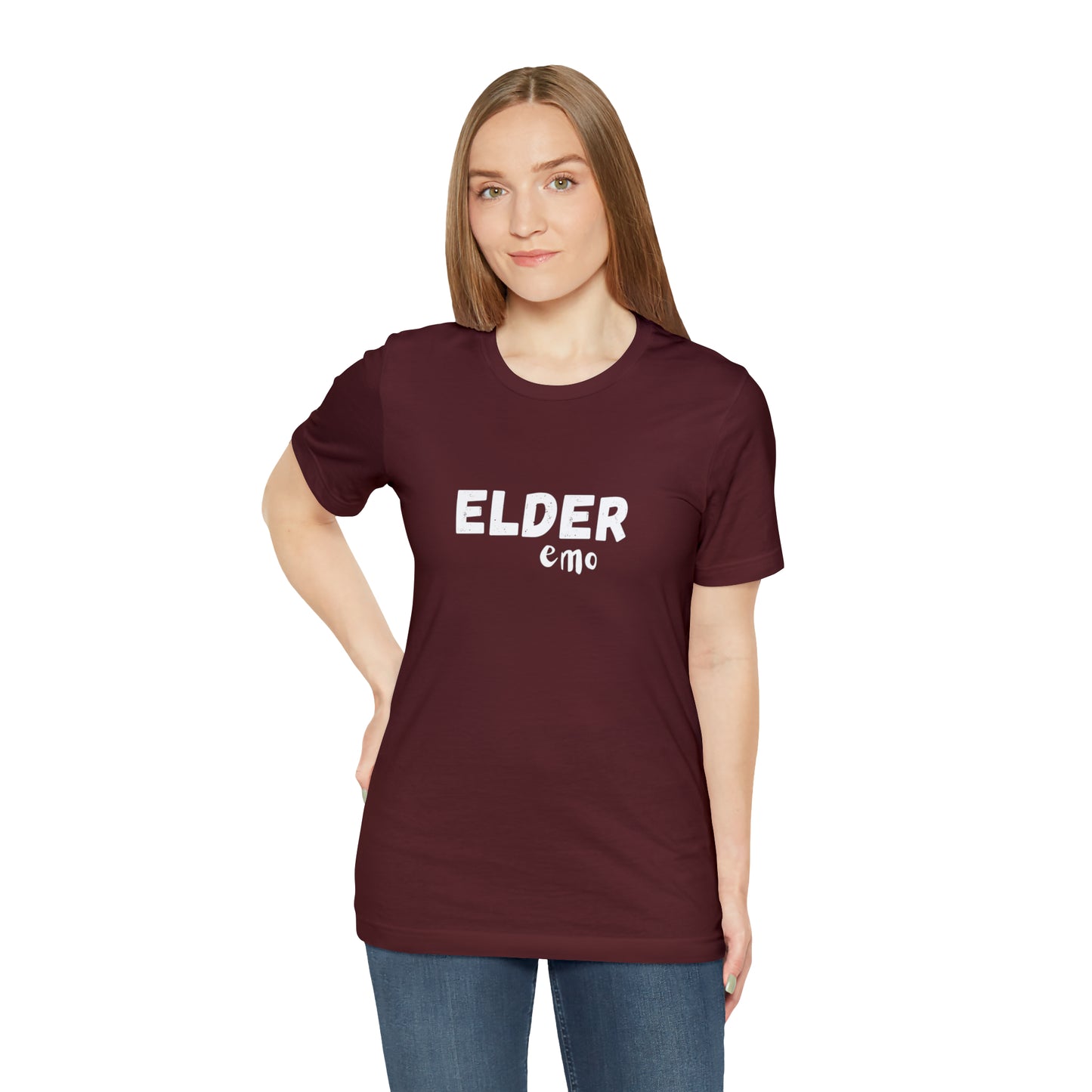 No paint WHITE LETTER Elder Emo, Unisex Jersey Short Sleeve Tee