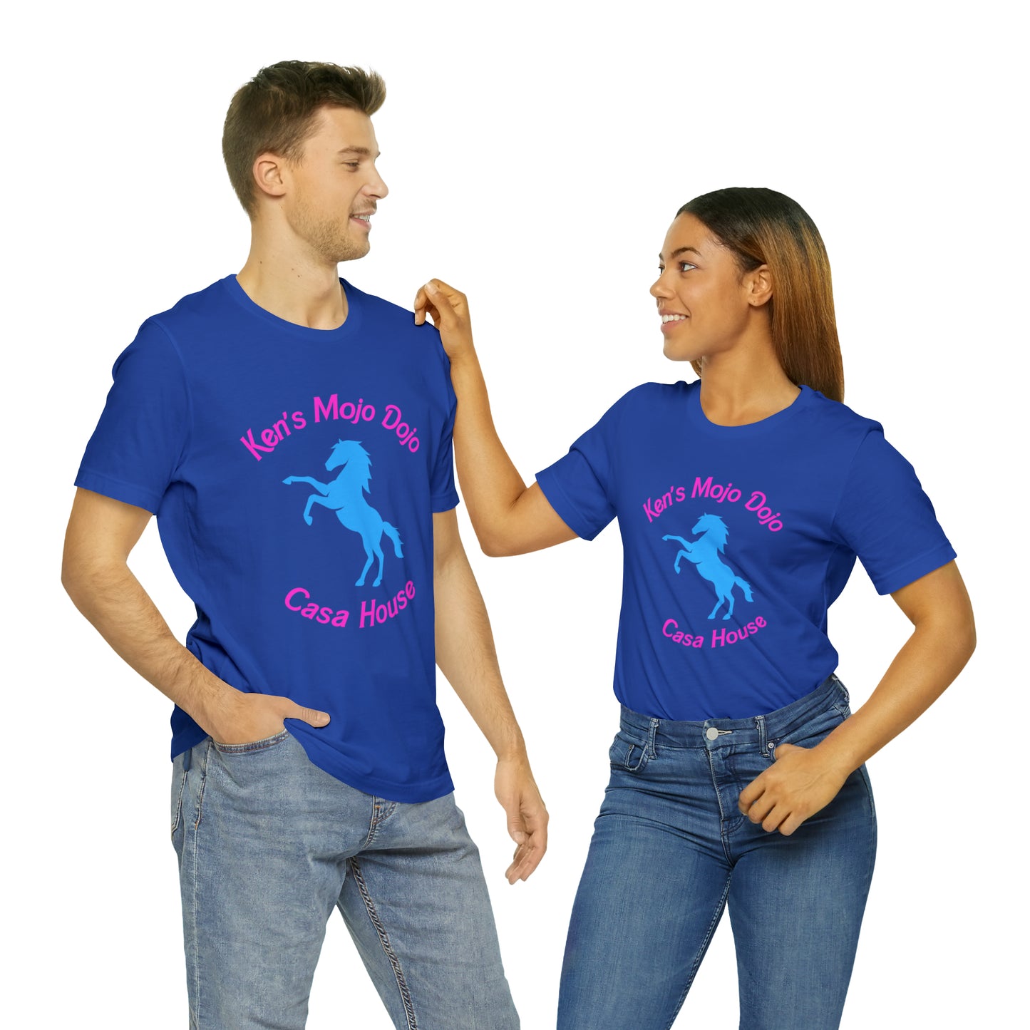 Neon Pink and Blue: Ken's Mojo Dojo Casa House, Unisex Jersey Short Sleeve Tee