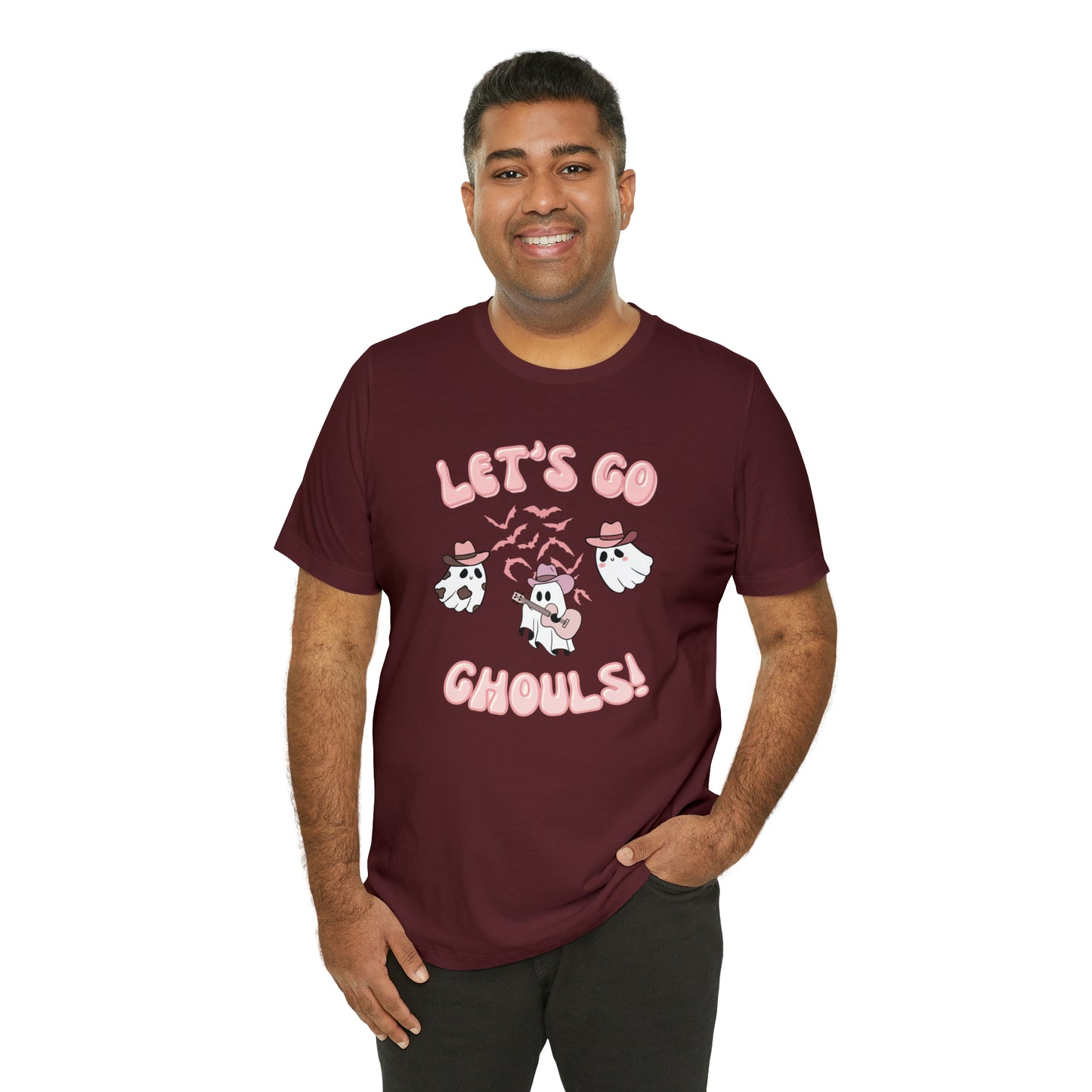 Let's Go Ghouls, retro font, Unisex Jersey Short Sleeve Tee