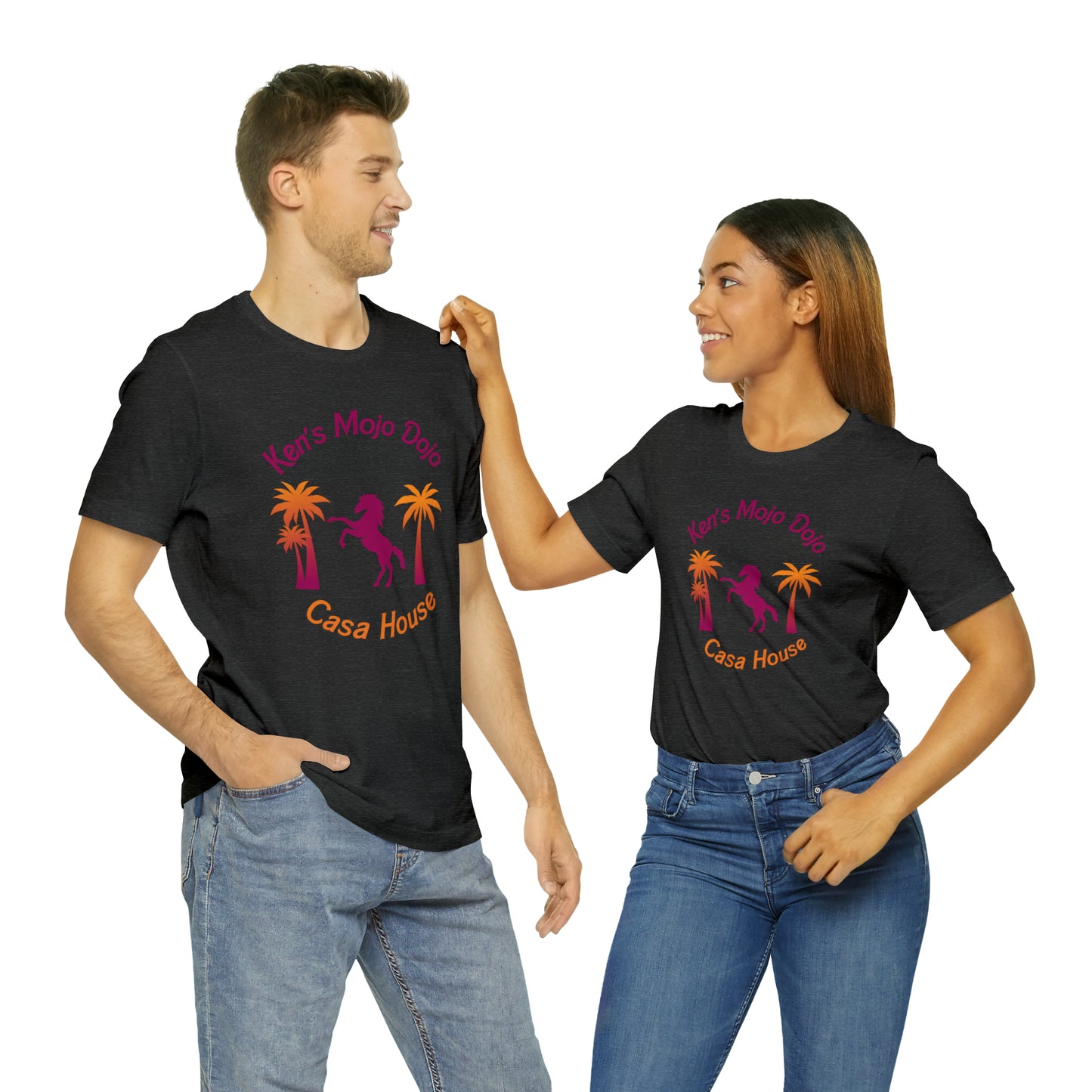 Warm Neon Palm Horse, Mojo Dojo Casa House, Unisex Jersey Short Sleeve Tee