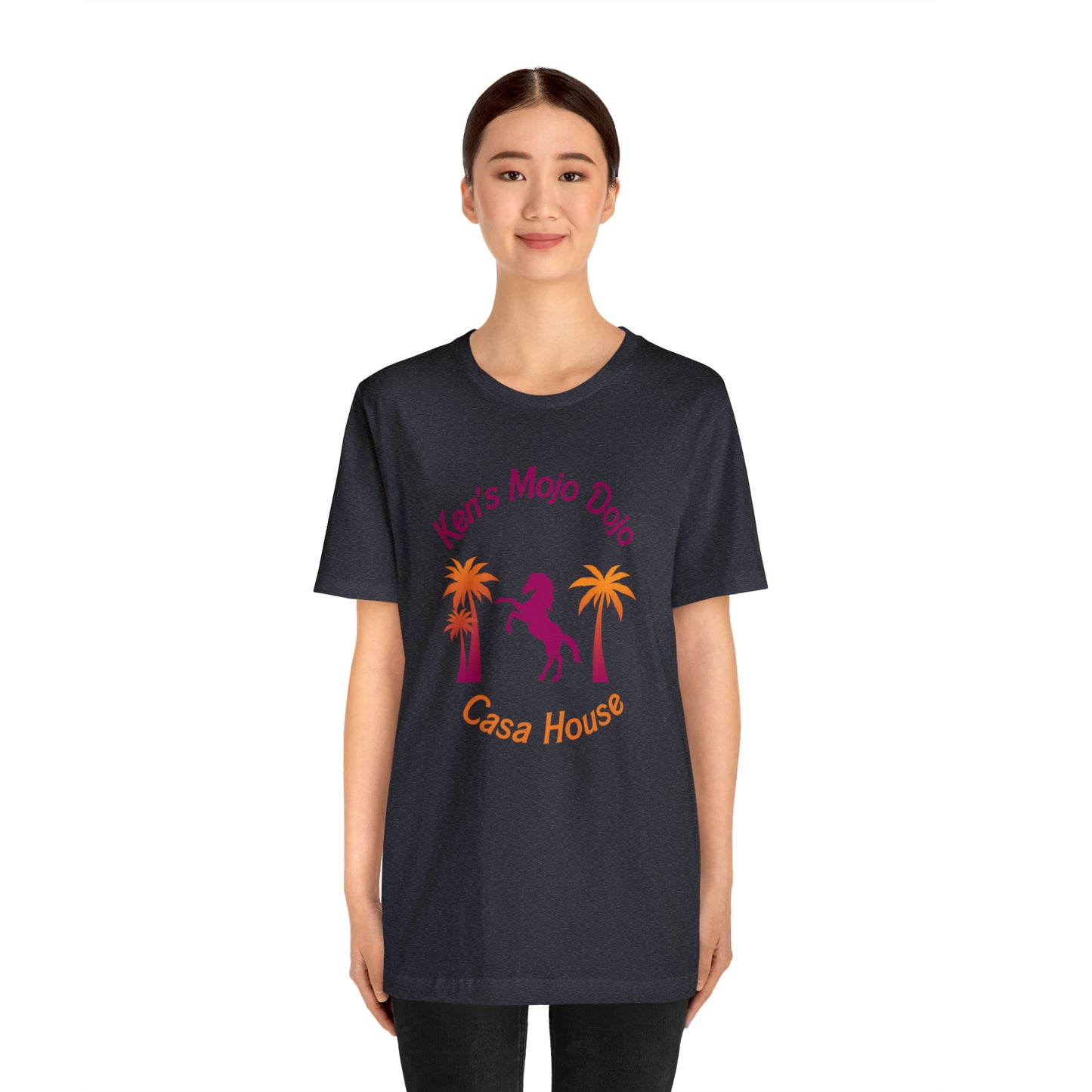 Warm Neon Palm Horse, Mojo Dojo Casa House, Unisex Jersey Short Sleeve Tee
