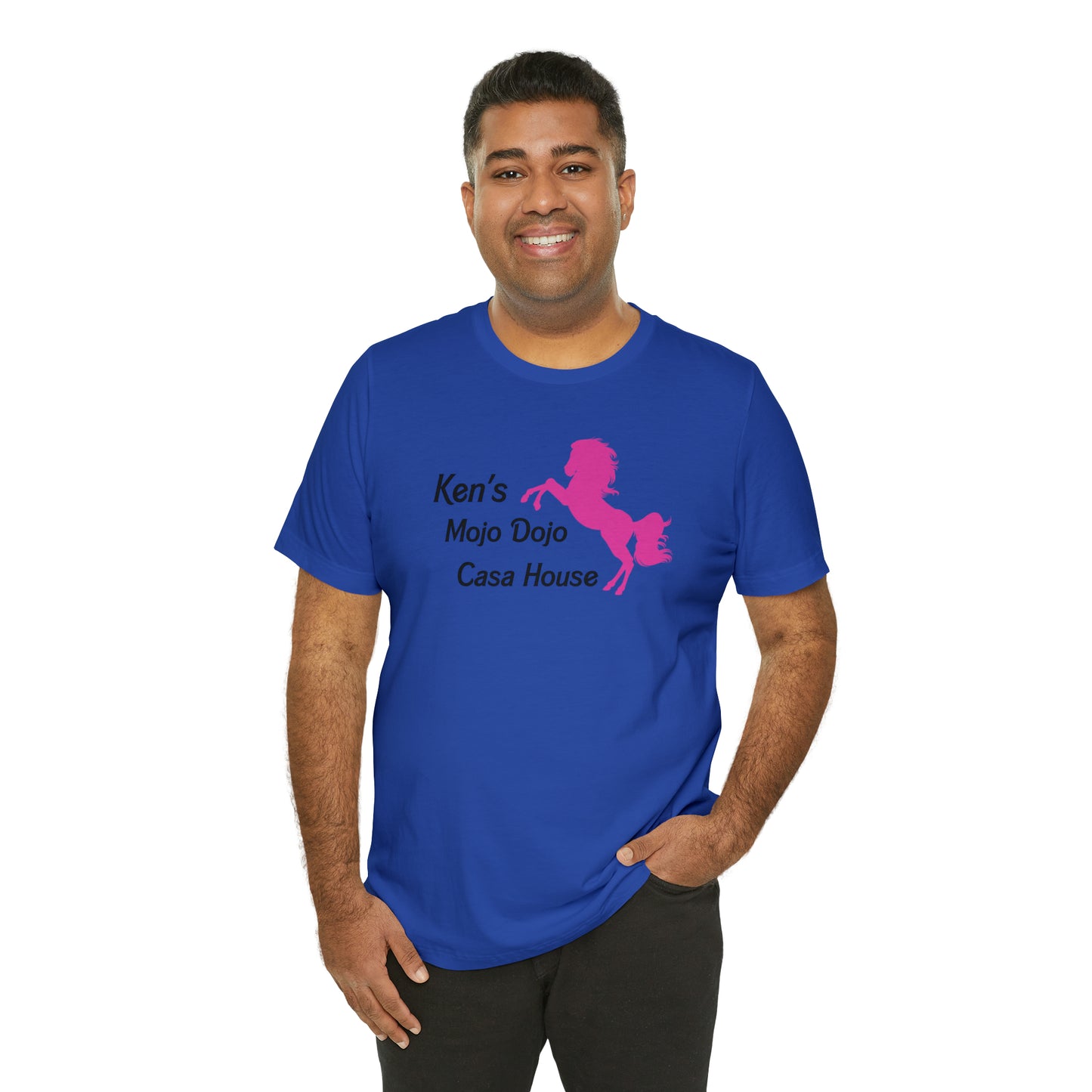 Pink Silhouette Horse, Mojo Dojo Casa House, Unisex Jersey Short Sleeve Tee