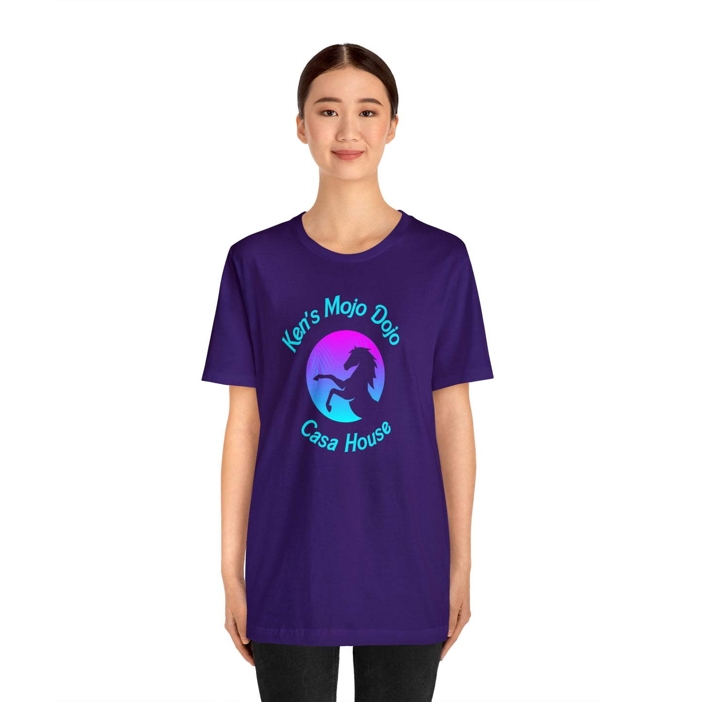 Neon Teal Moon: Mojo Dojo Casa House, Unisex Jersey Short Sleeve Tee