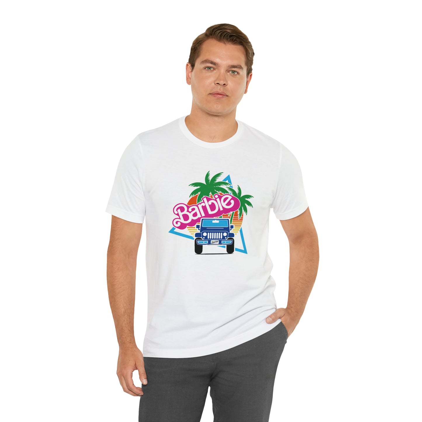 Blue jeep, Beep Beep Barbie Jeep, Unisex Jersey Short Sleeve Tee