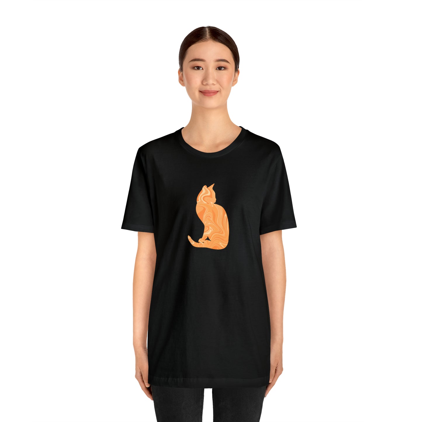Orange Marble Cat, Unisex Jersey Short Sleeve Tee