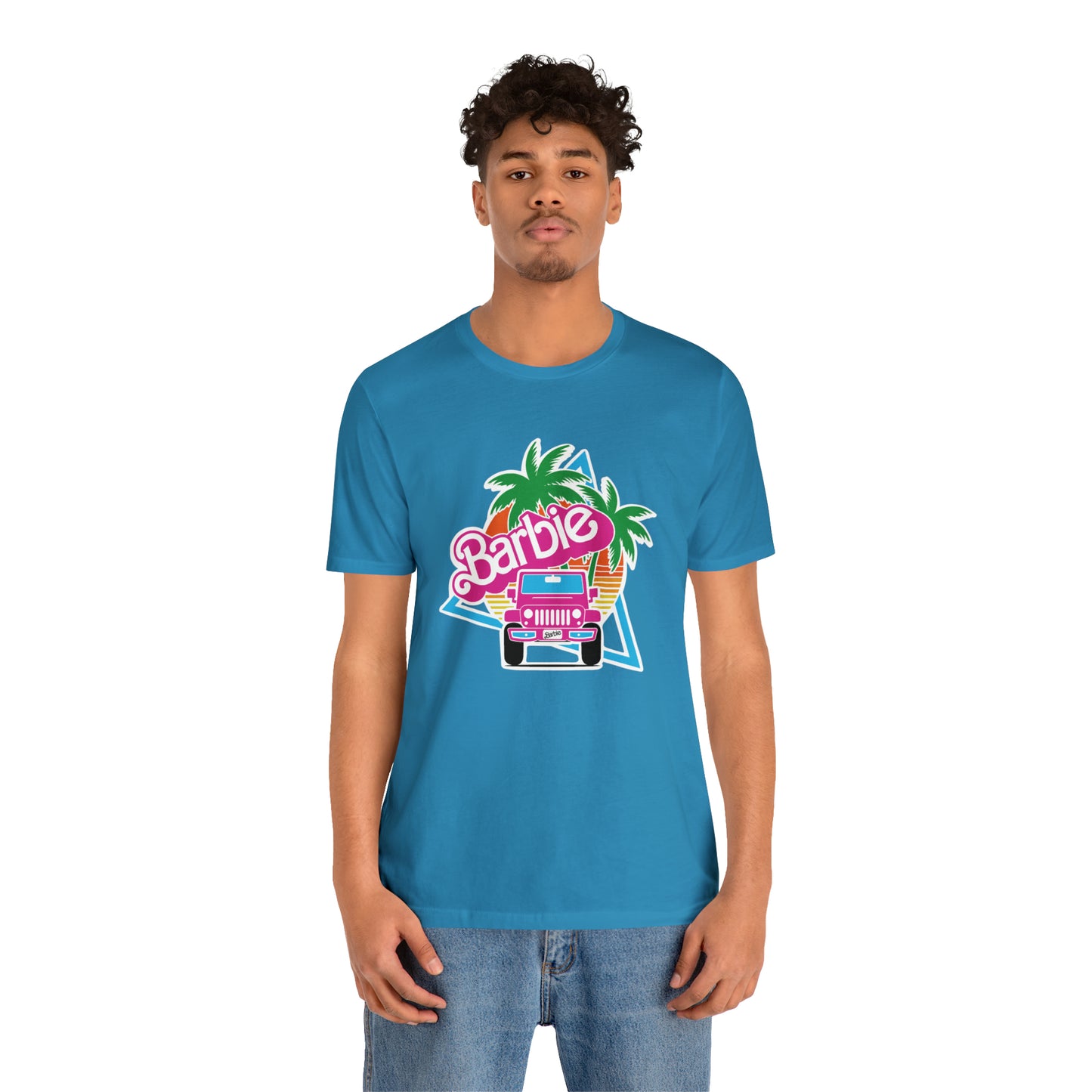 Signature Pink Barbie, Beep Beep Barbie Jeep, Unisex Jersey Short Sleeve Tee