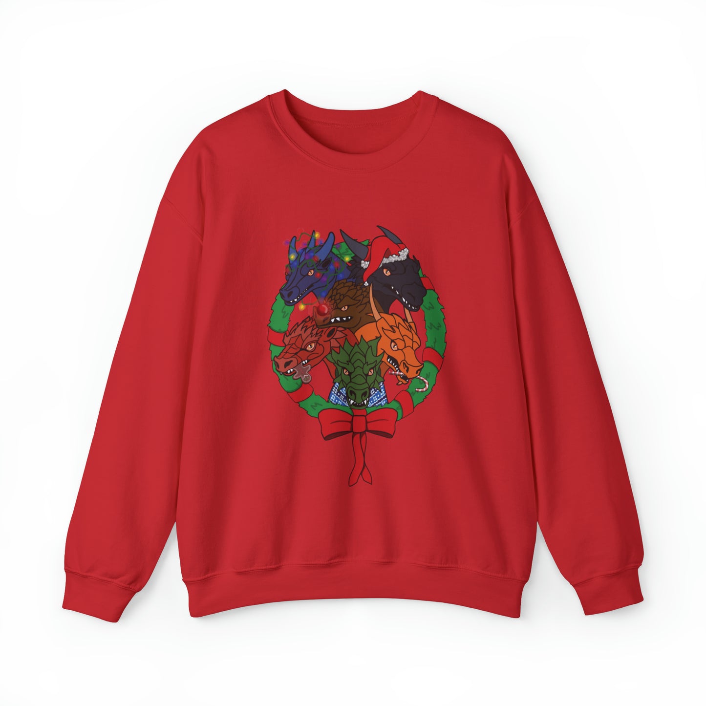 Dragon Christmas with no snow and wreath- Unisex Sweatshirt