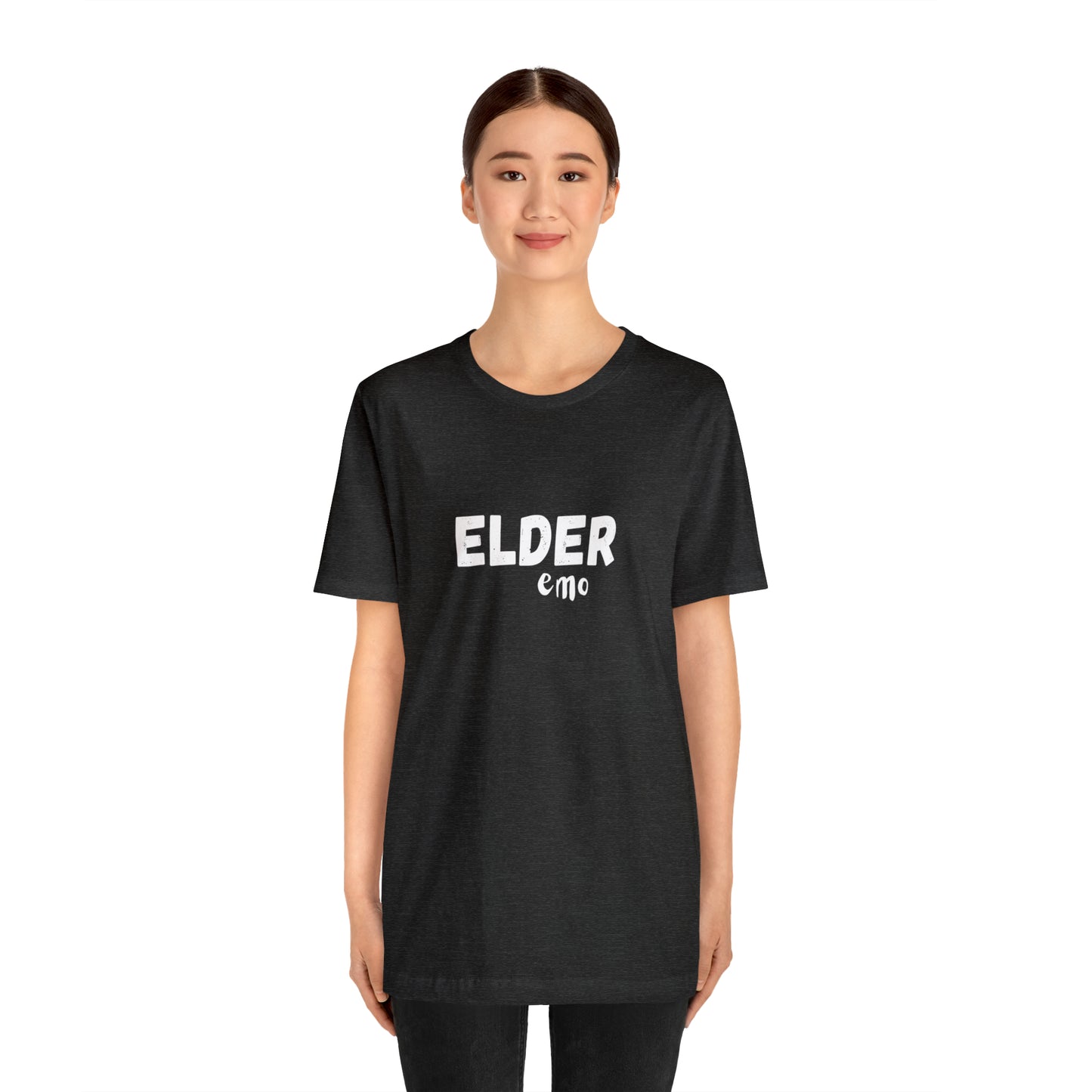 No paint WHITE LETTER Elder Emo, Unisex Jersey Short Sleeve Tee
