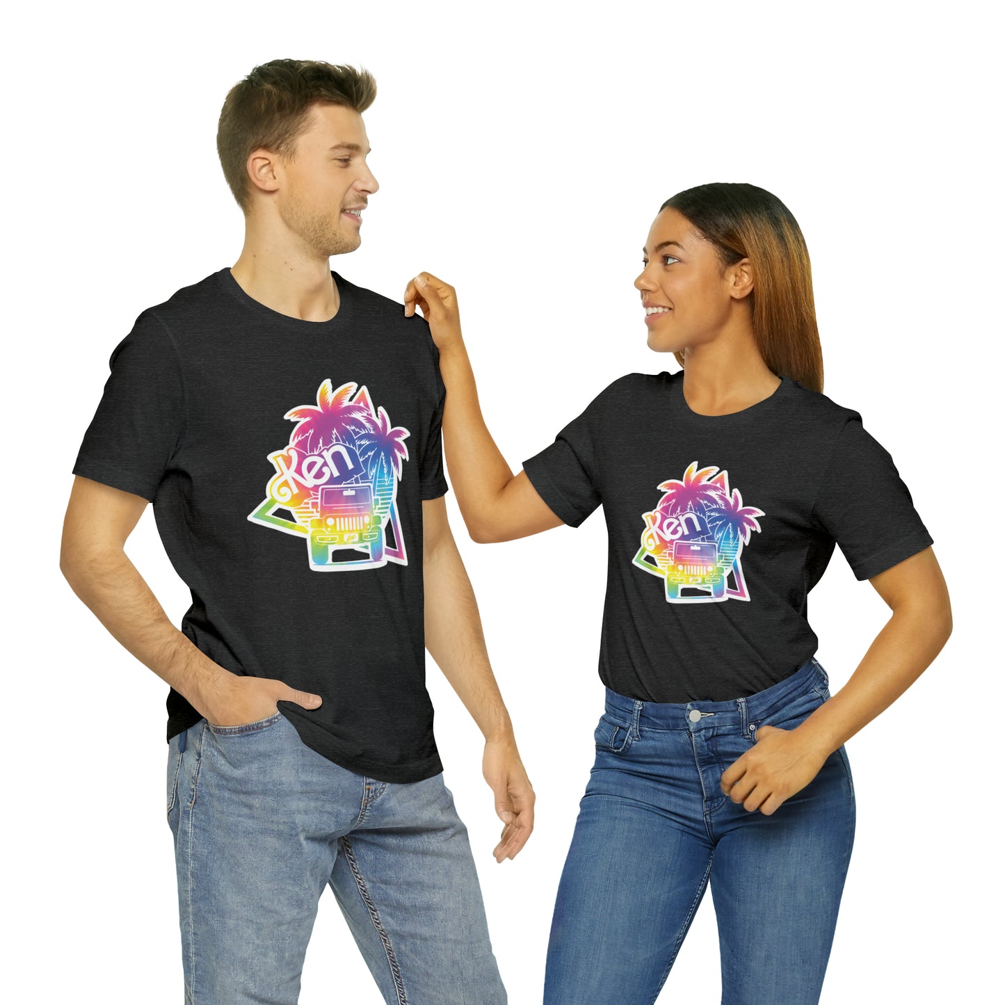 White sticker tie dye, Beep Beep KEN Jeep, Unisex Jersey Short Sleeve Tee