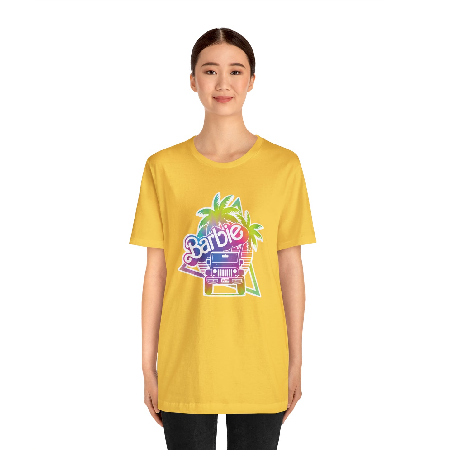 Tie dye 1, Beep Beep Barbie Jeep, Unisex Jersey Short Sleeve Tee