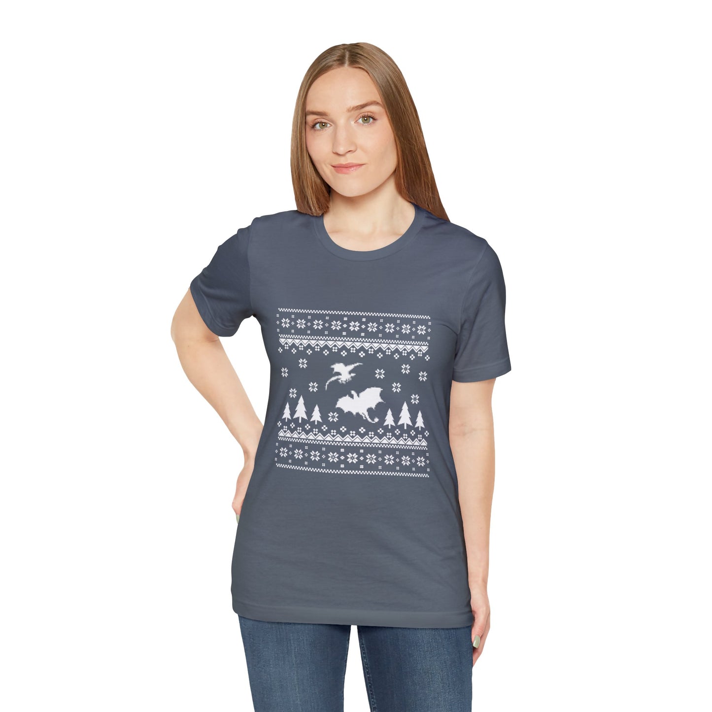 8-bit Fair Isle Dragon Christmas Version 5 - Unisex T-shirt