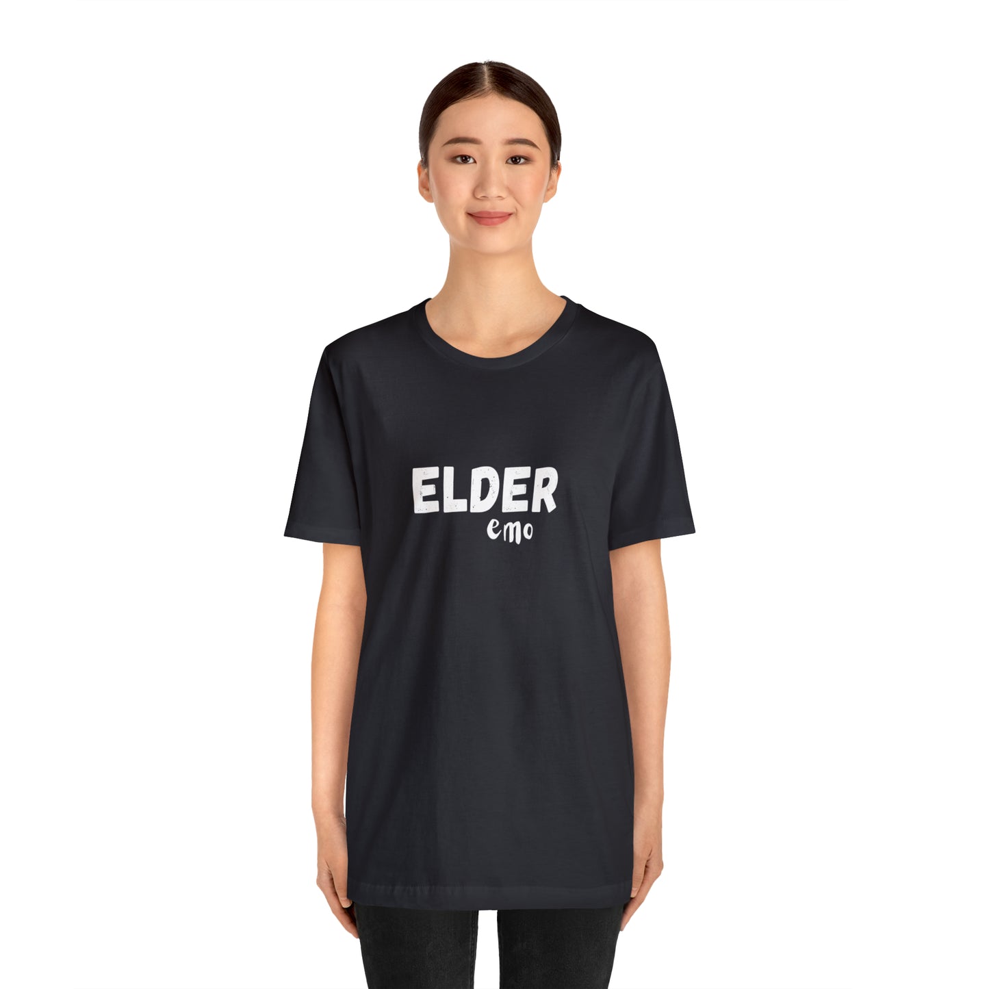 No paint WHITE LETTER Elder Emo, Unisex Jersey Short Sleeve Tee