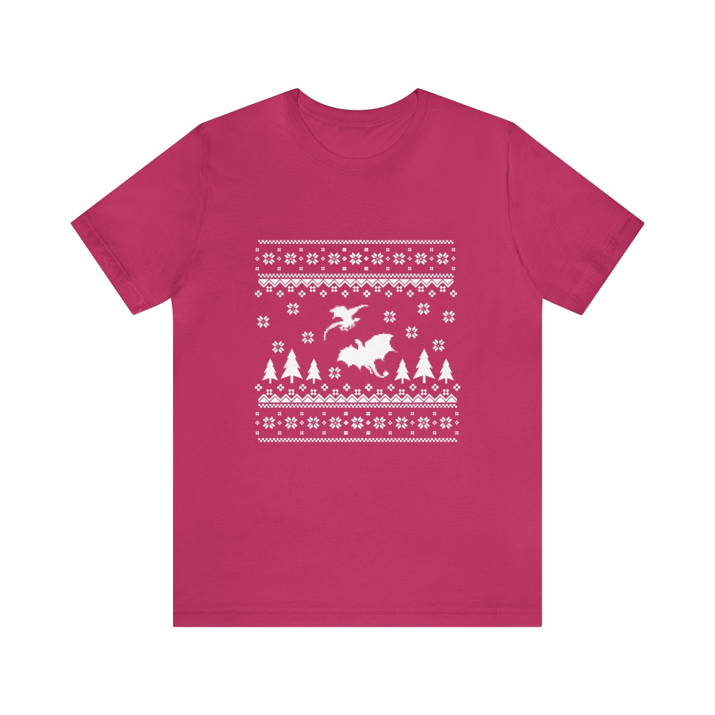 8-bit Fair Isle Dragon Christmas Version 5 - Unisex T-shirt