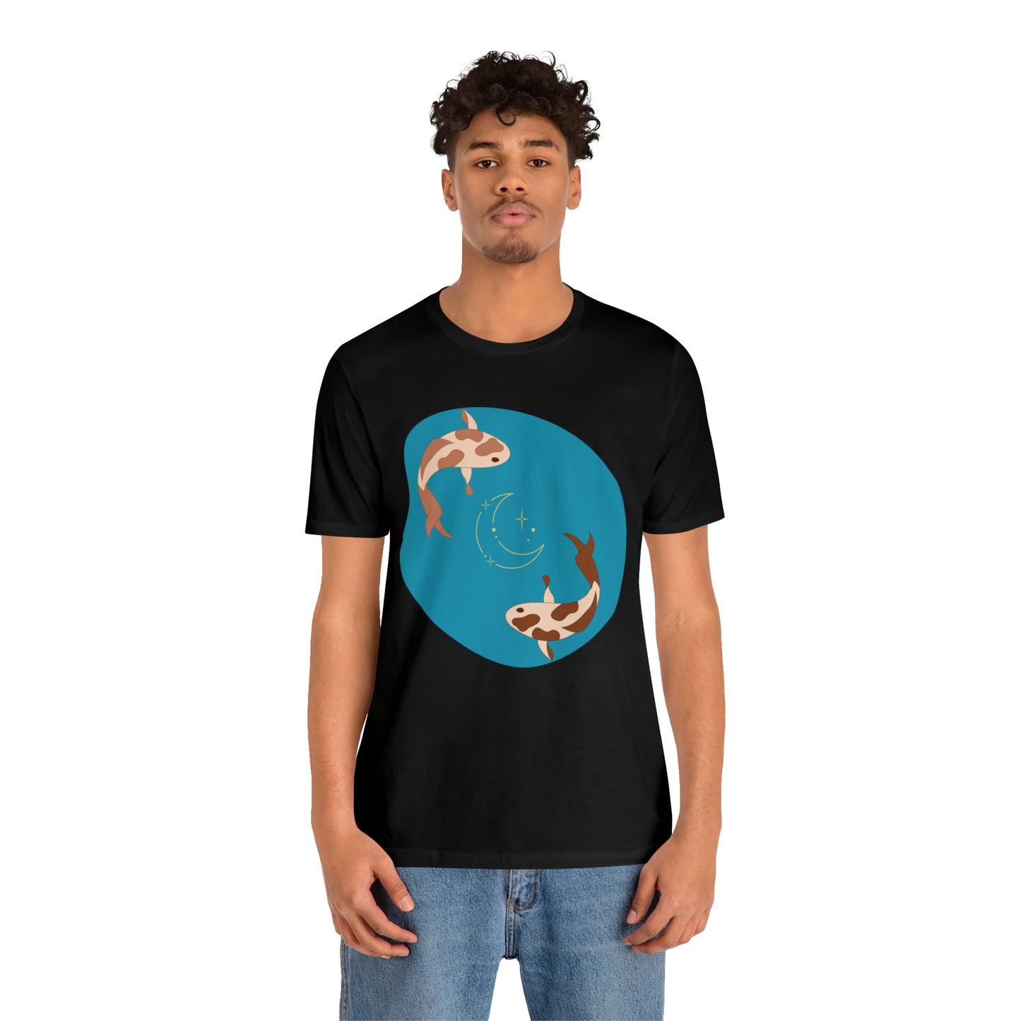 Blue Pond Moon Koi, Unisex Jersey Short Sleeve Tee