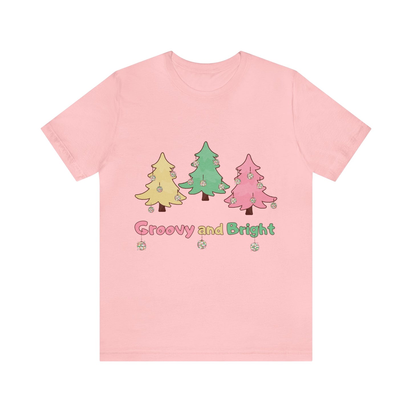 Pink Trees Farm Groovy and Bright Jingle Disco Ball on back - Unisex T-shirt