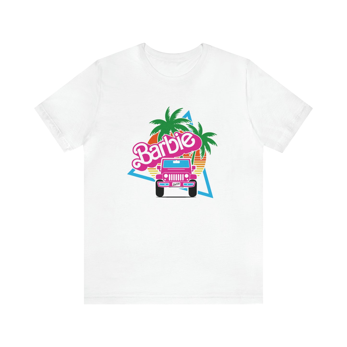 Signature Pink Barbie, Beep Beep Barbie Jeep, Unisex Jersey Short Sleeve Tee
