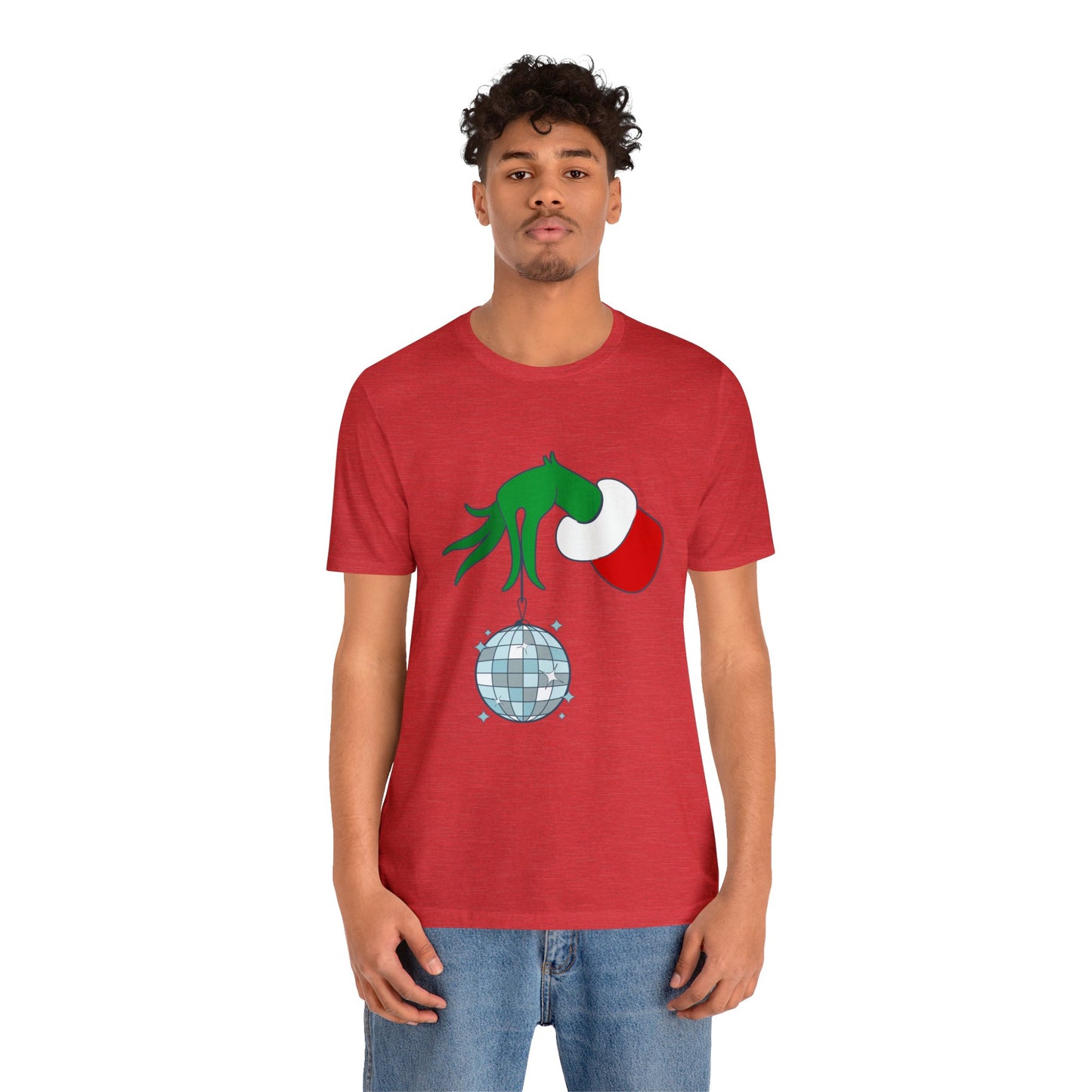 Back design - Grinchy Groovy and Bright Jingle Disco Ball - Unisex T-shirt