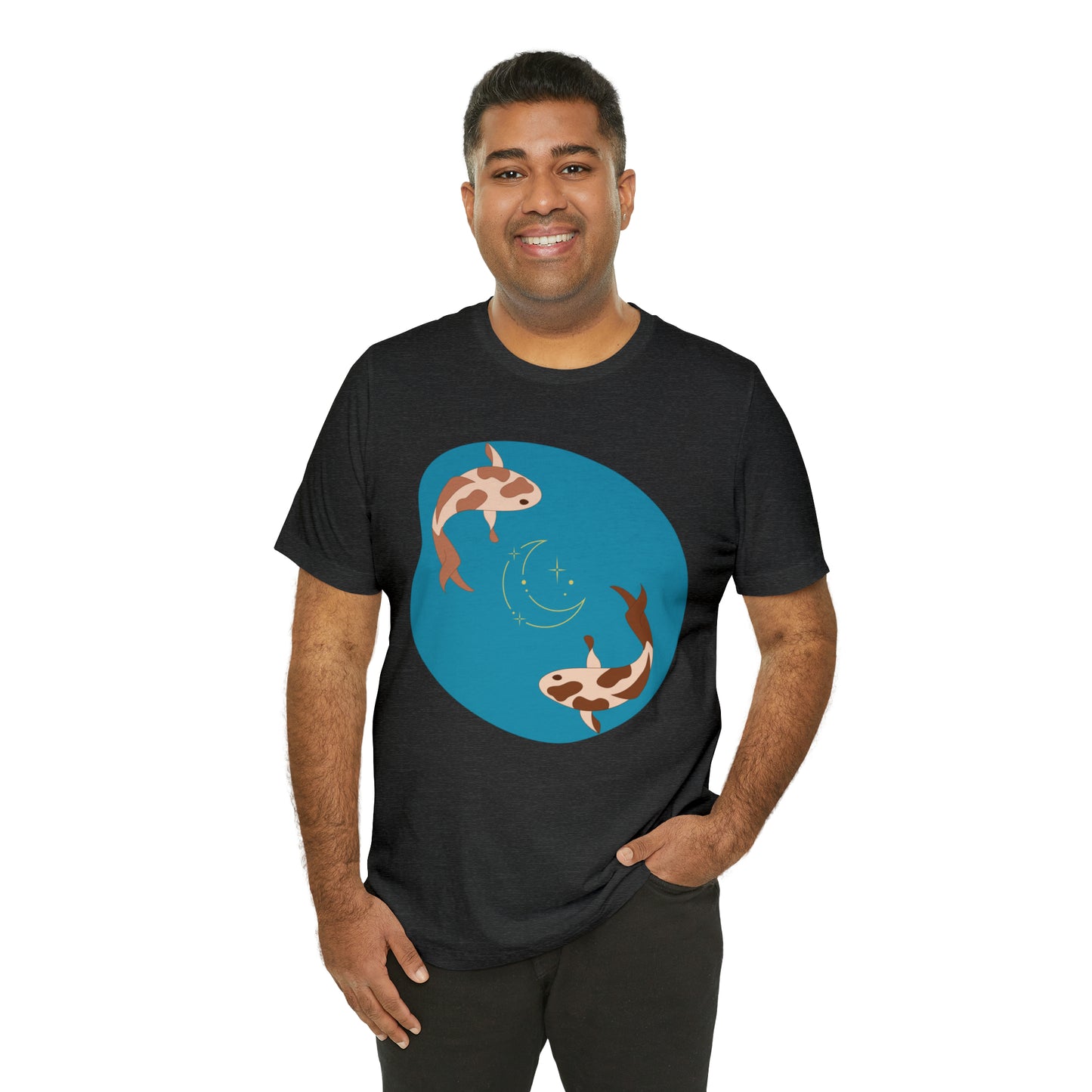 Blue Pond Moon Koi, Unisex Jersey Short Sleeve Tee