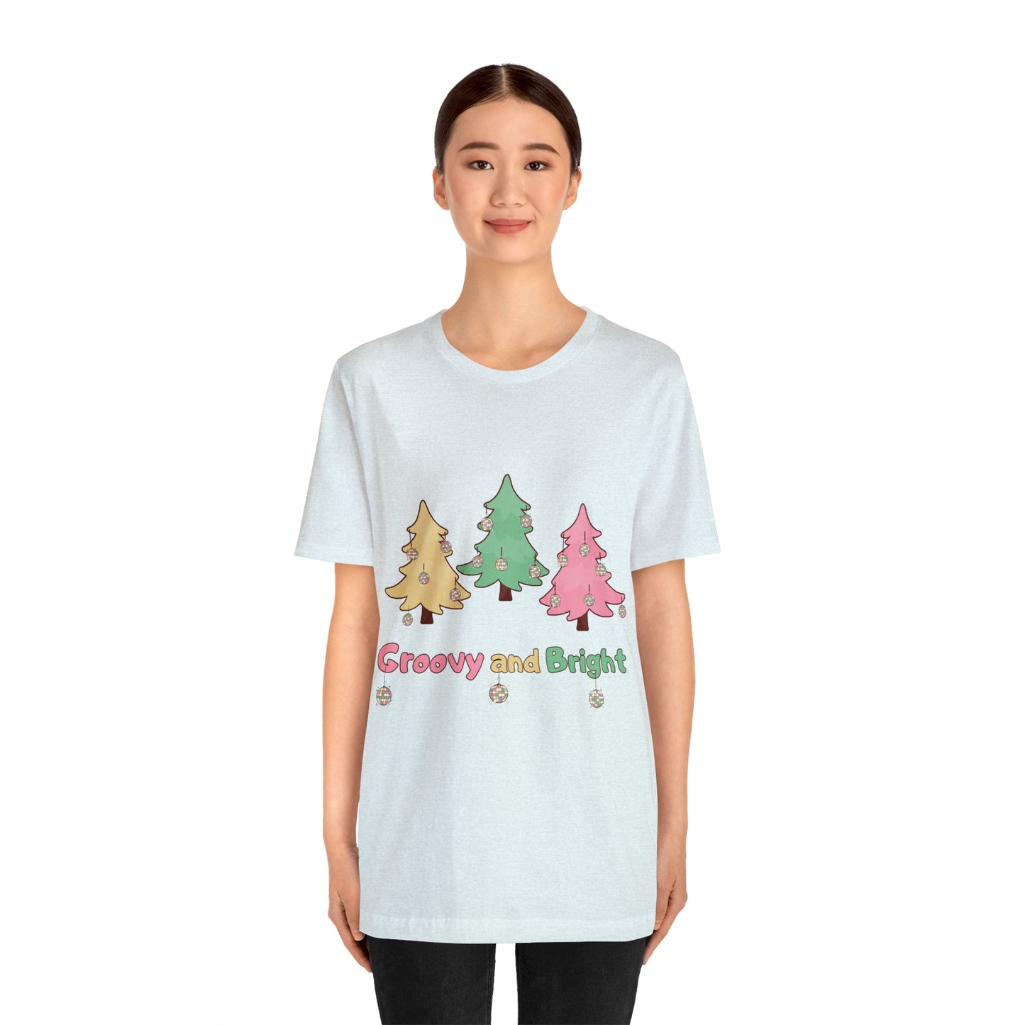 Pink Trees Farm Groovy and Bright Jingle Disco Ball on back - Unisex T-shirt