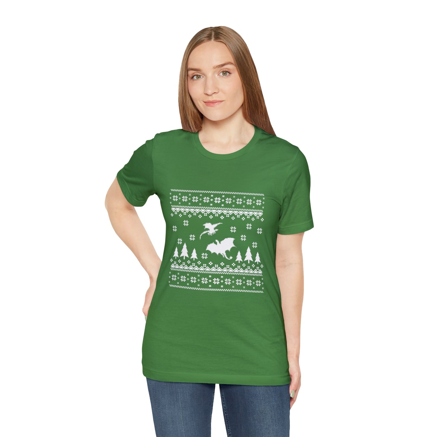 8-bit Fair Isle Dragon Christmas Version 5 - Unisex T-shirt