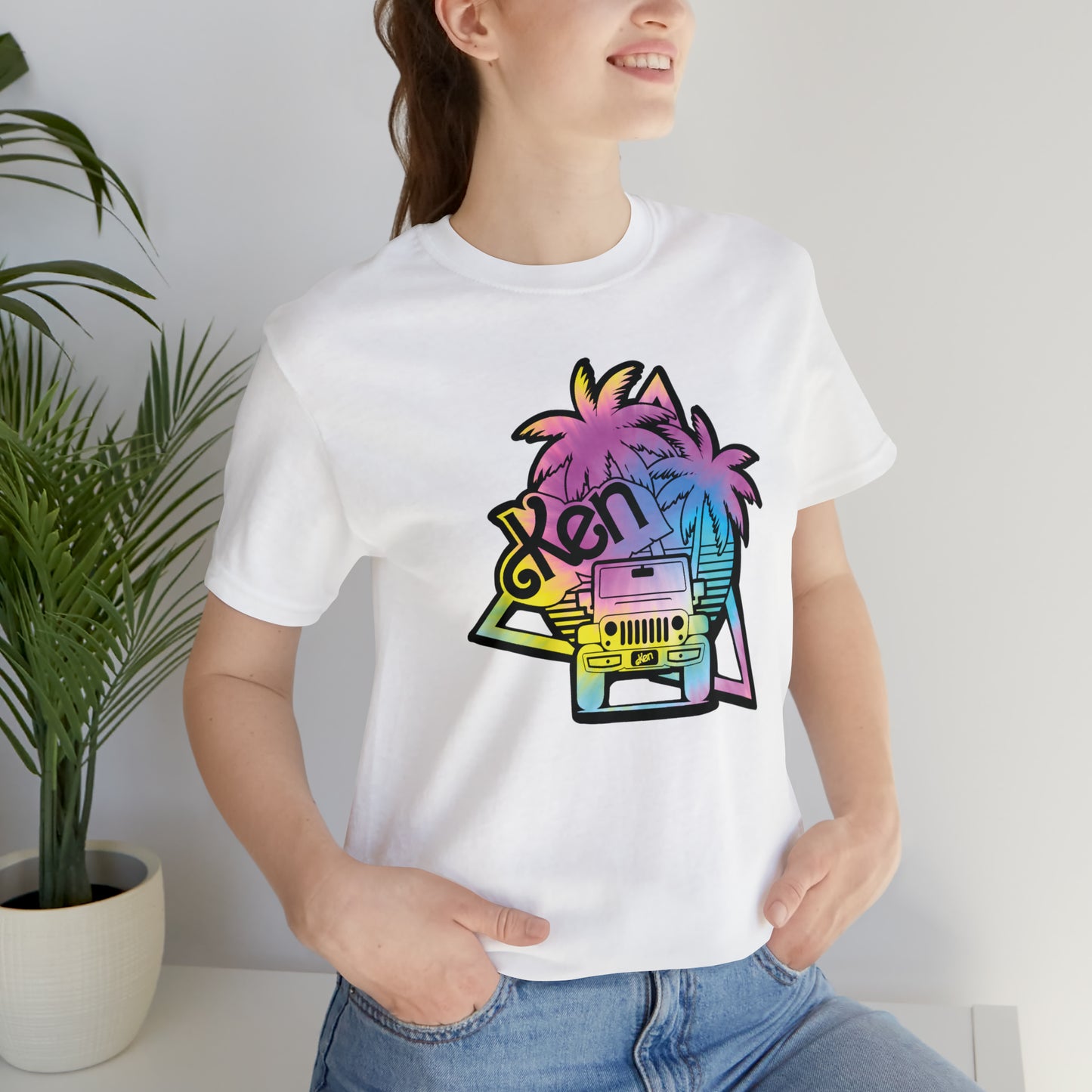 black outline tie dye, Beep Beep KEN Jeep, Unisex Jersey Short Sleeve Tee