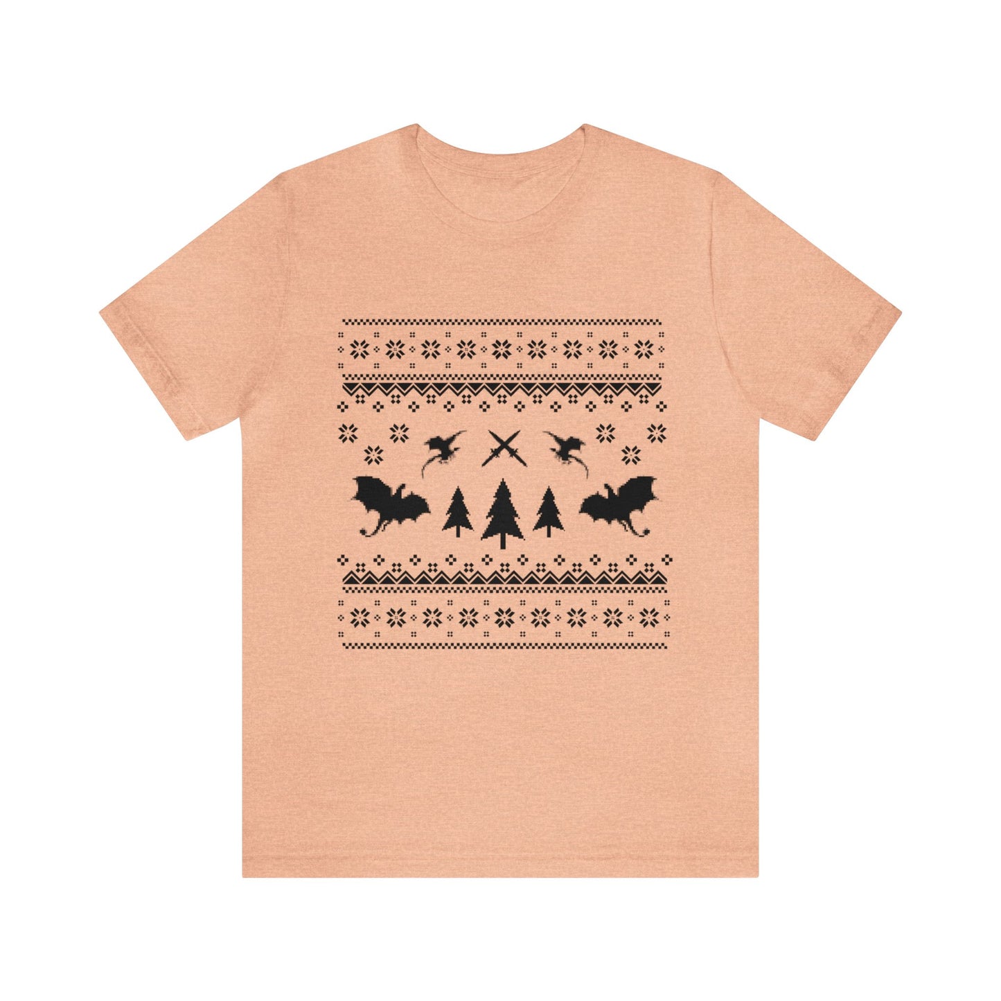 8-bit Fair Isle Dragon Christmas - Version 3 - Unisex T-shirt