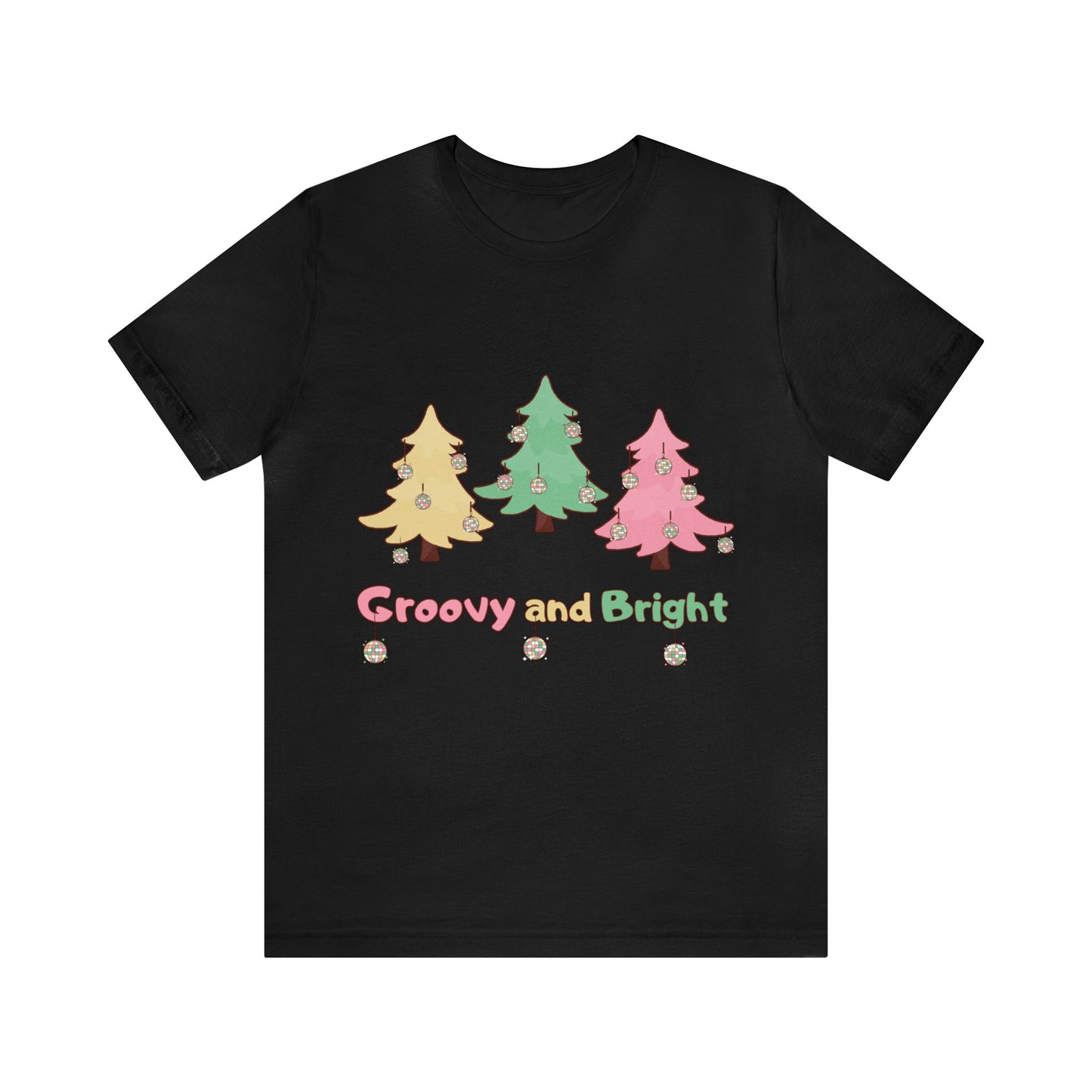 Pink Trees Farm Groovy and Bright Jingle Disco Ball on back - Unisex T-shirt