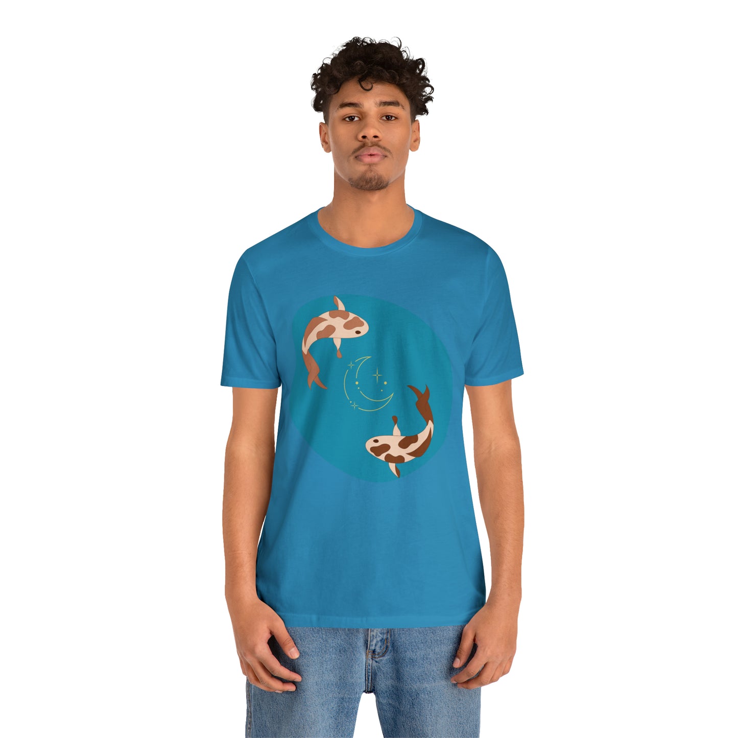 Blue Pond Moon Koi, Unisex Jersey Short Sleeve Tee