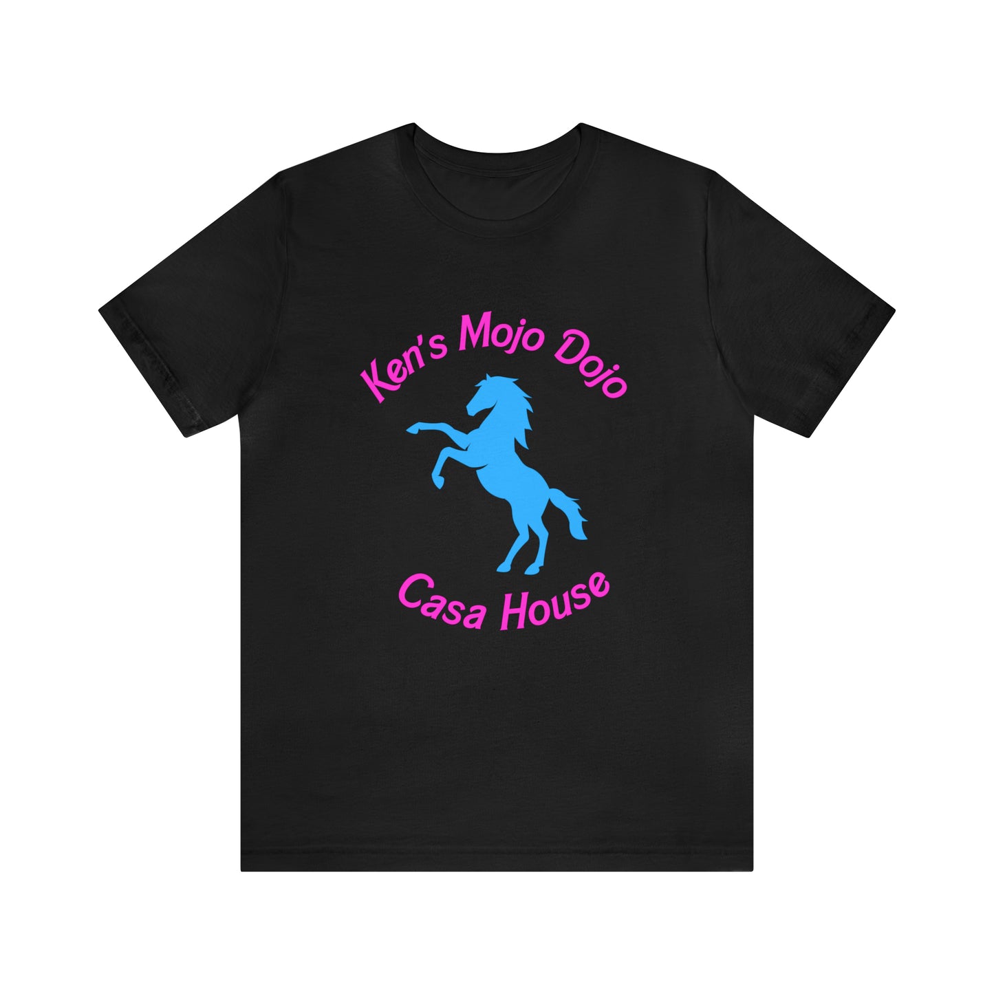 Neon Pink and Blue: Ken's Mojo Dojo Casa House, Unisex Jersey Short Sleeve Tee