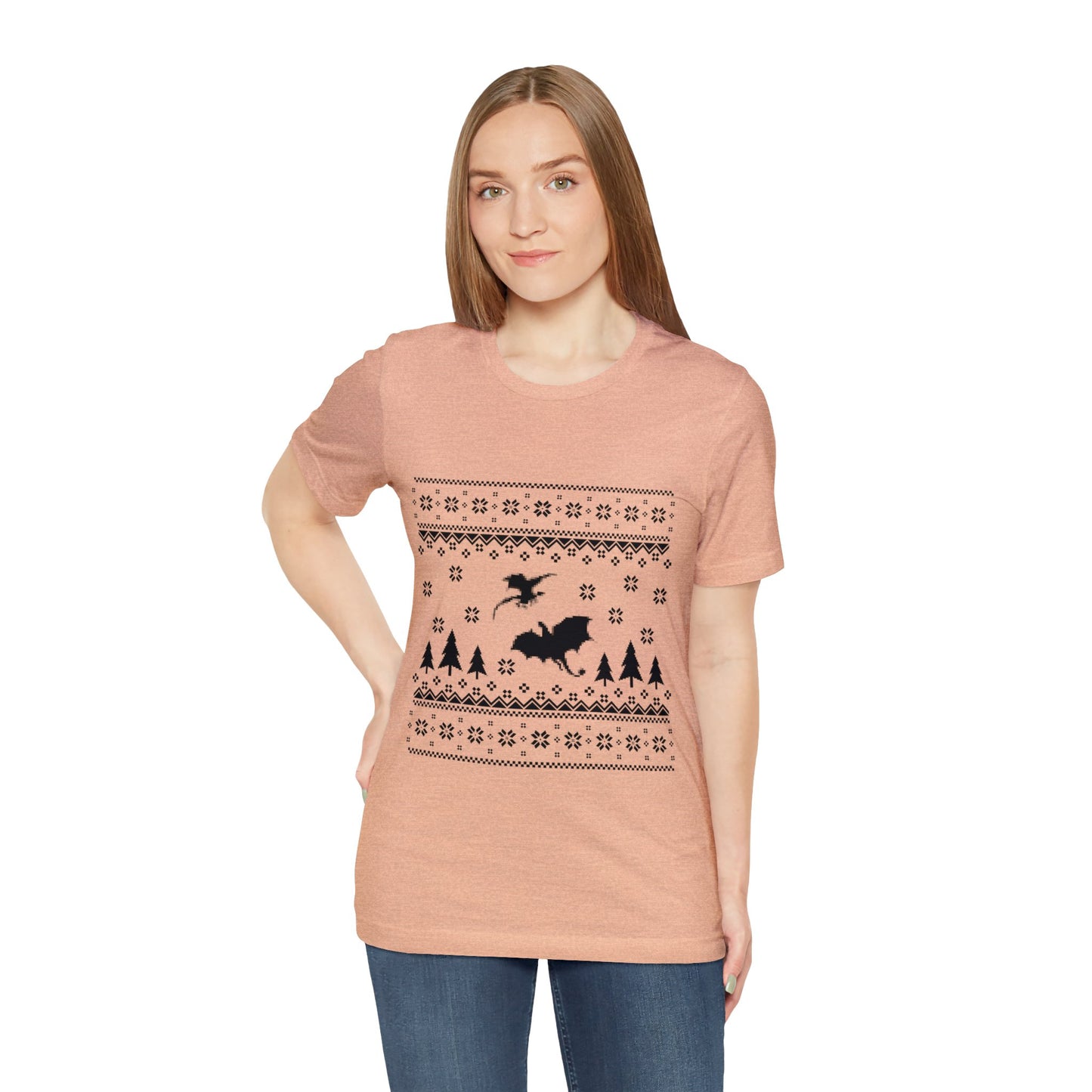 8-bit Fair Isle Dragon Christmas Version 5 - Unisex T-shirt