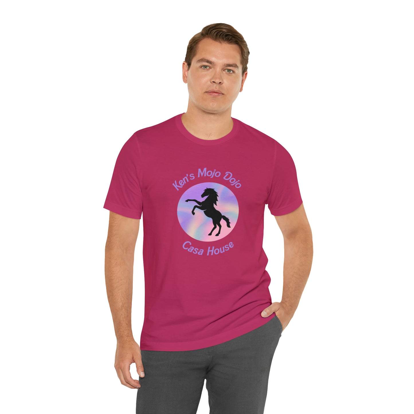 Candy Cane Horse, Mojo Dojo Casa House, Unisex Jersey Short Sleeve Tee