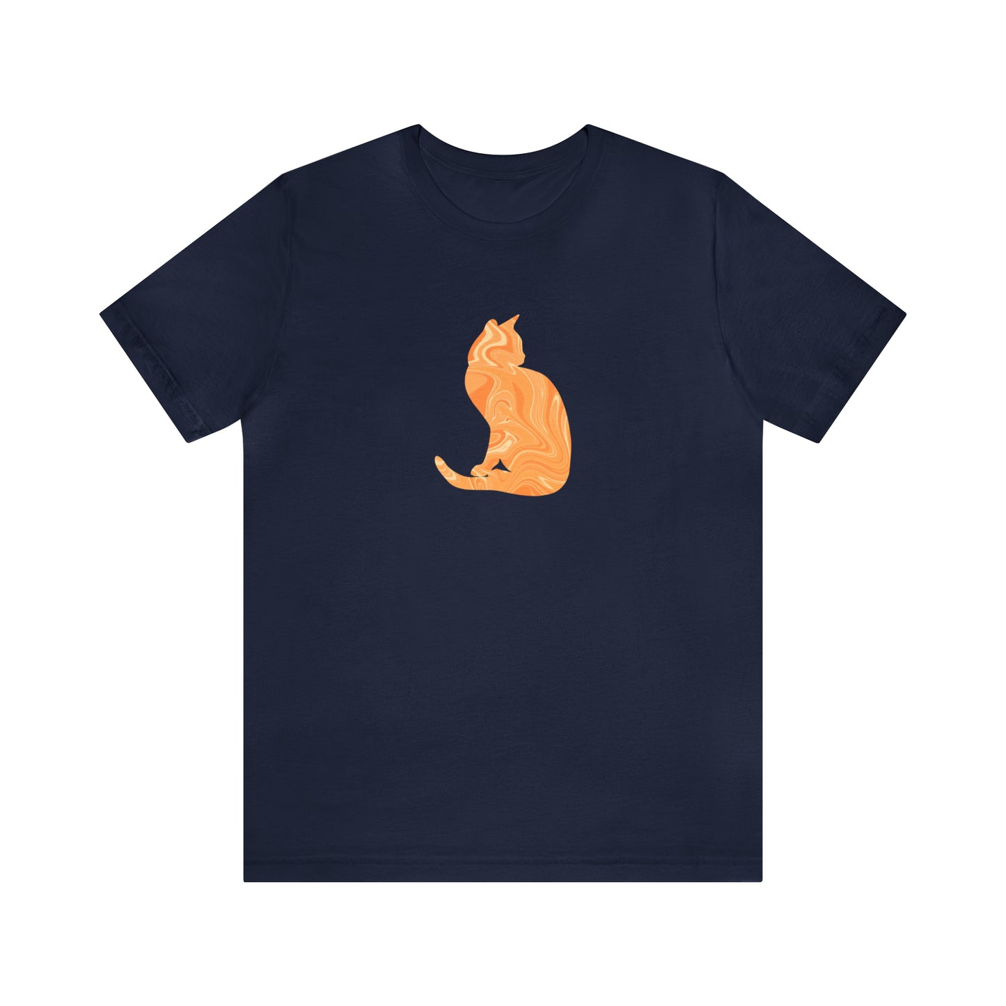 Orange Marble Cat, Unisex Jersey Short Sleeve Tee