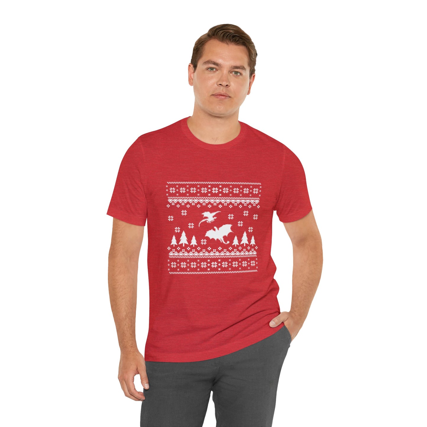 8-bit Fair Isle Dragon Christmas Version 5 - Unisex T-shirt
