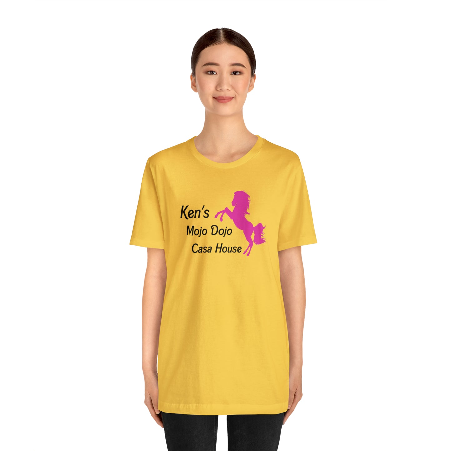 Pink Silhouette Horse, Mojo Dojo Casa House, Unisex Jersey Short Sleeve Tee