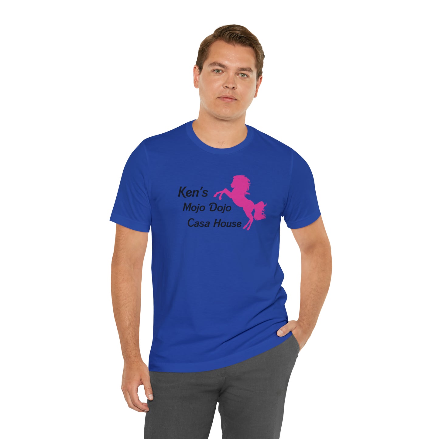 Pink Silhouette Horse, Mojo Dojo Casa House, Unisex Jersey Short Sleeve Tee