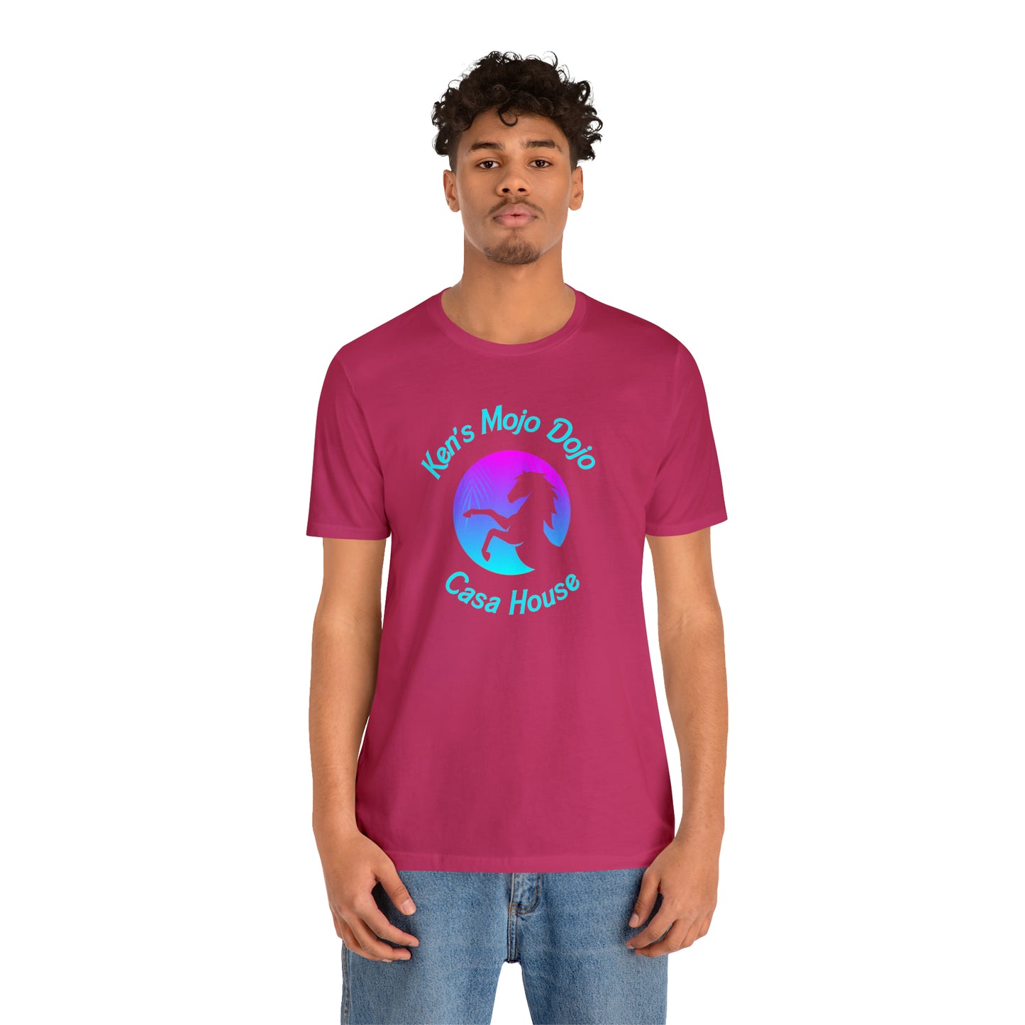 Neon Teal Moon: Mojo Dojo Casa House, Unisex Jersey Short Sleeve Tee