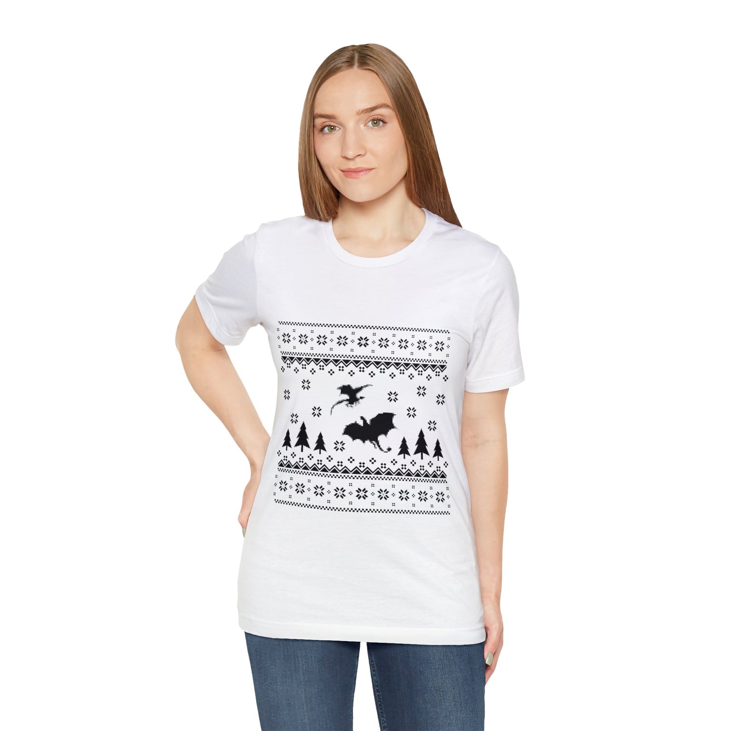 8-bit Fair Isle Dragon Christmas Version 5 - Unisex T-shirt