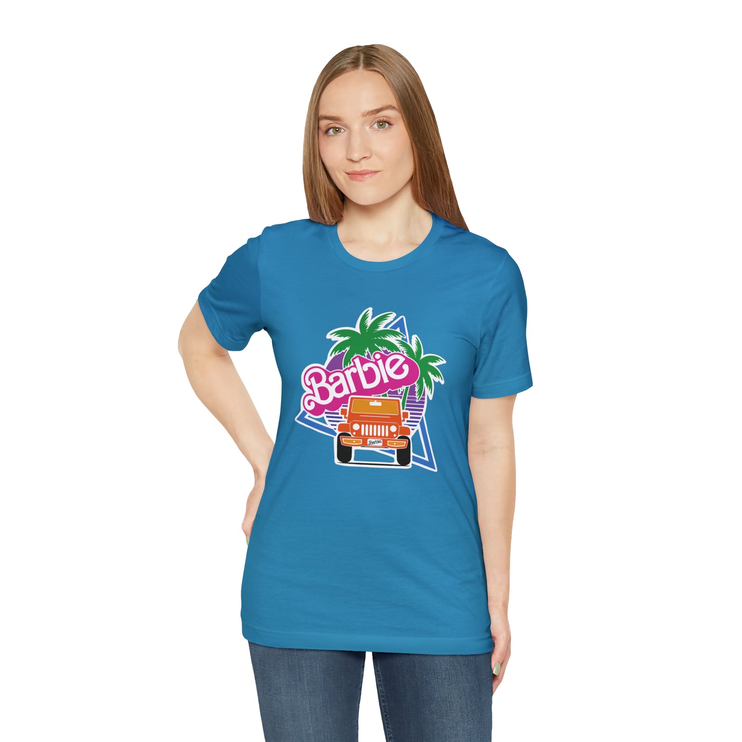 Orange, Beep Beep Barbie Jeep, Unisex Jersey Short Sleeve Tee