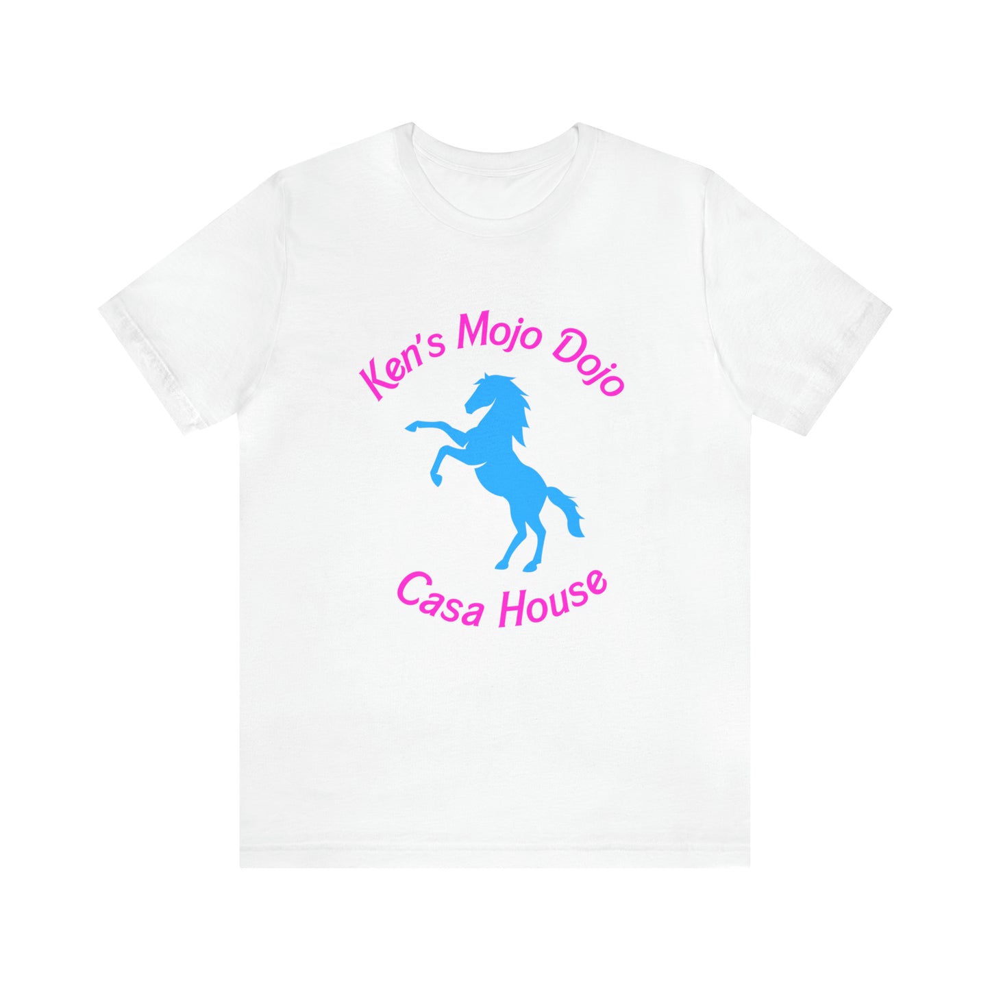 Neon Pink and Blue: Ken's Mojo Dojo Casa House, Unisex Jersey Short Sleeve Tee