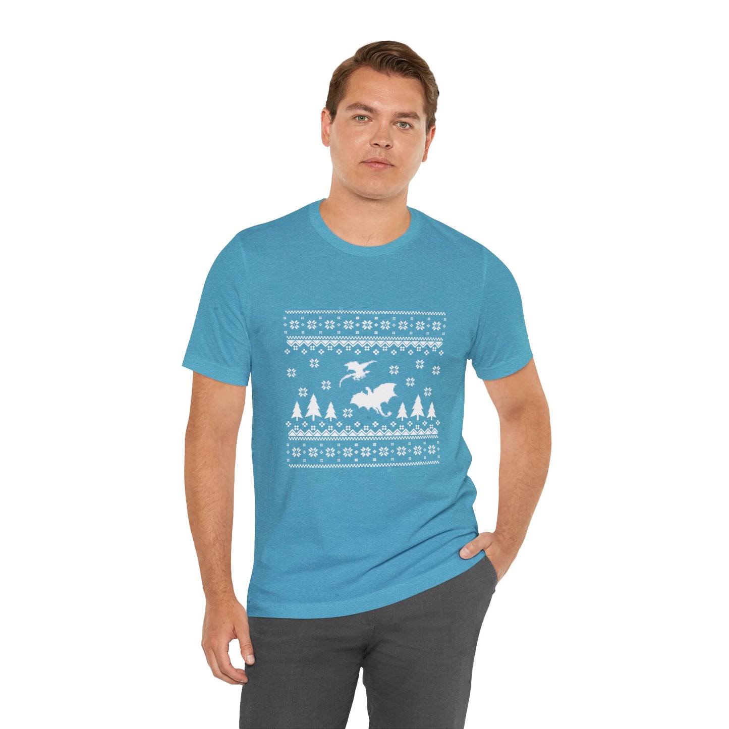 8-bit Fair Isle Dragon Christmas Version 5 - Unisex T-shirt
