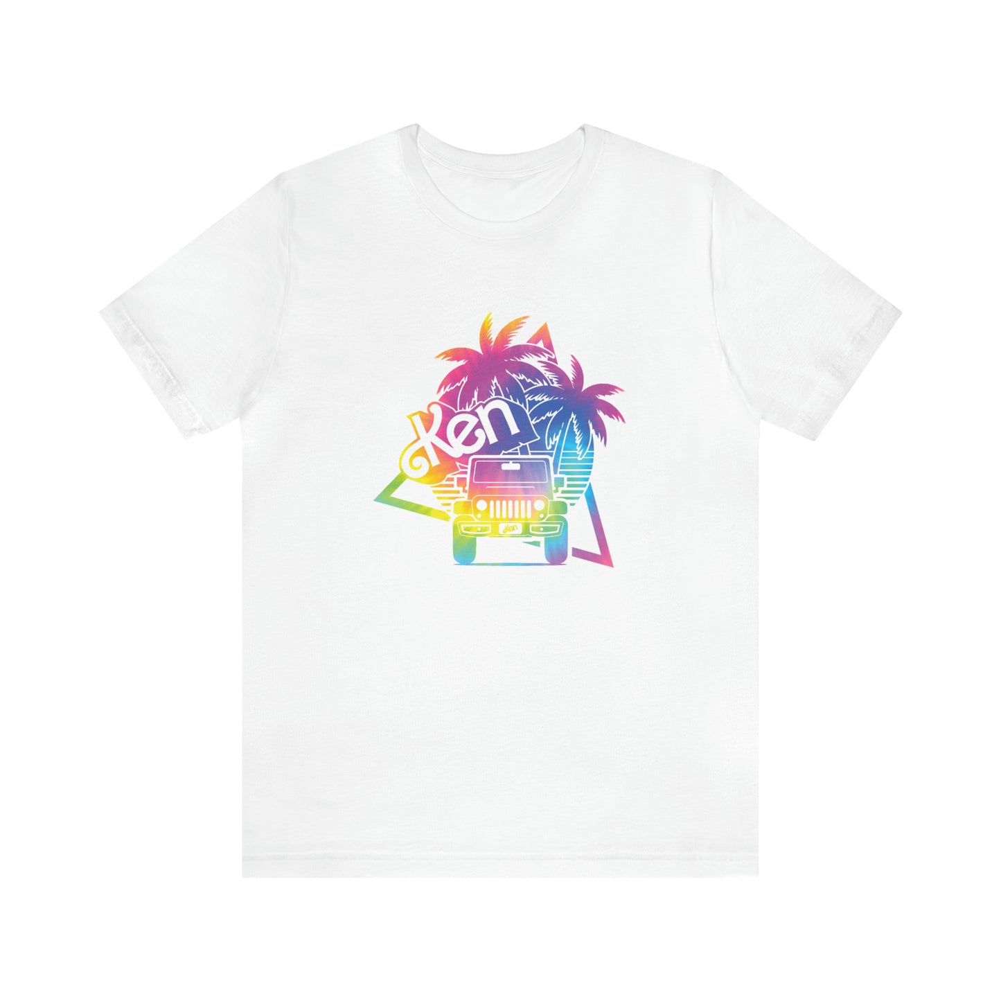 White sticker tie dye, Beep Beep KEN Jeep, Unisex Jersey Short Sleeve Tee