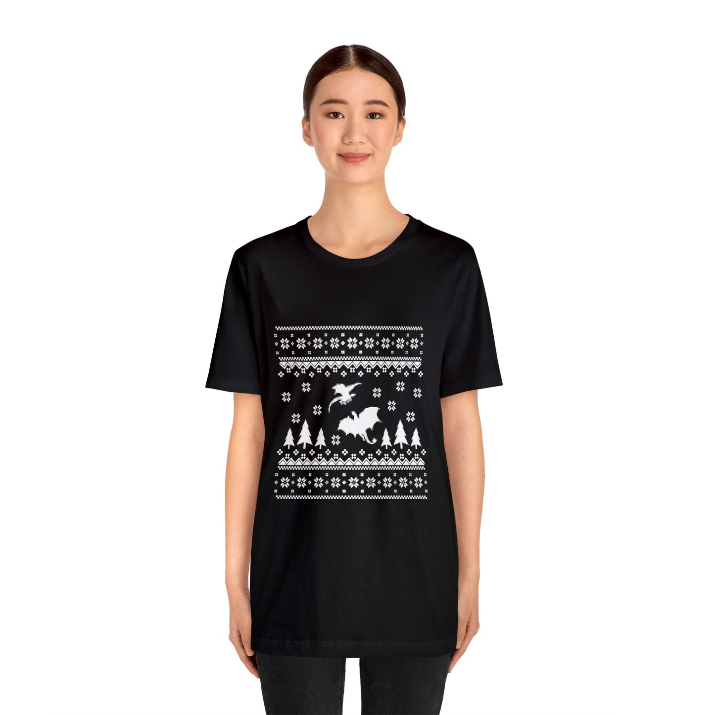 8-bit Fair Isle Dragon Christmas Version 5 - Unisex T-shirt