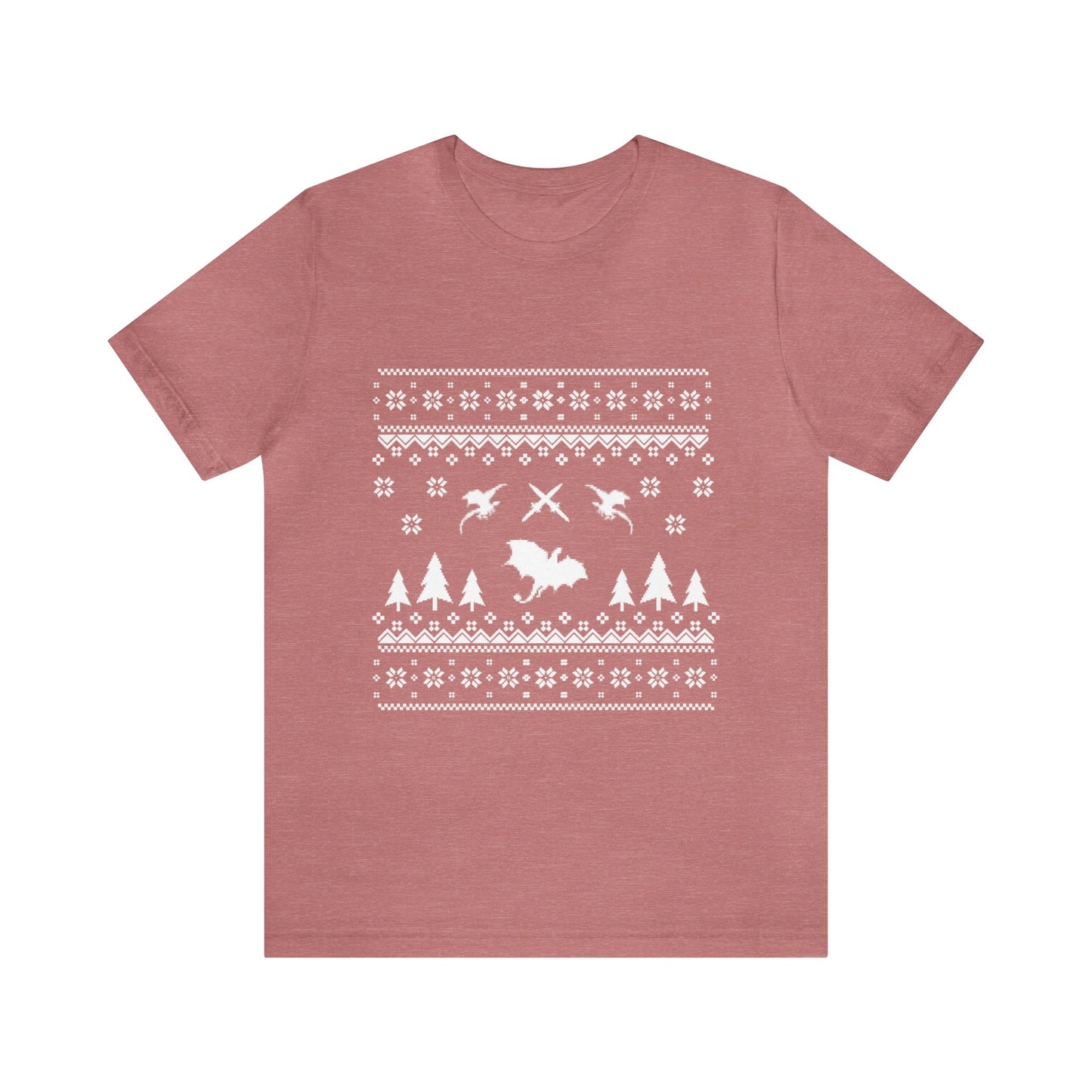 8-bit Fair Isle Dragon Christmas - Version 4 - Unisex T-shirt