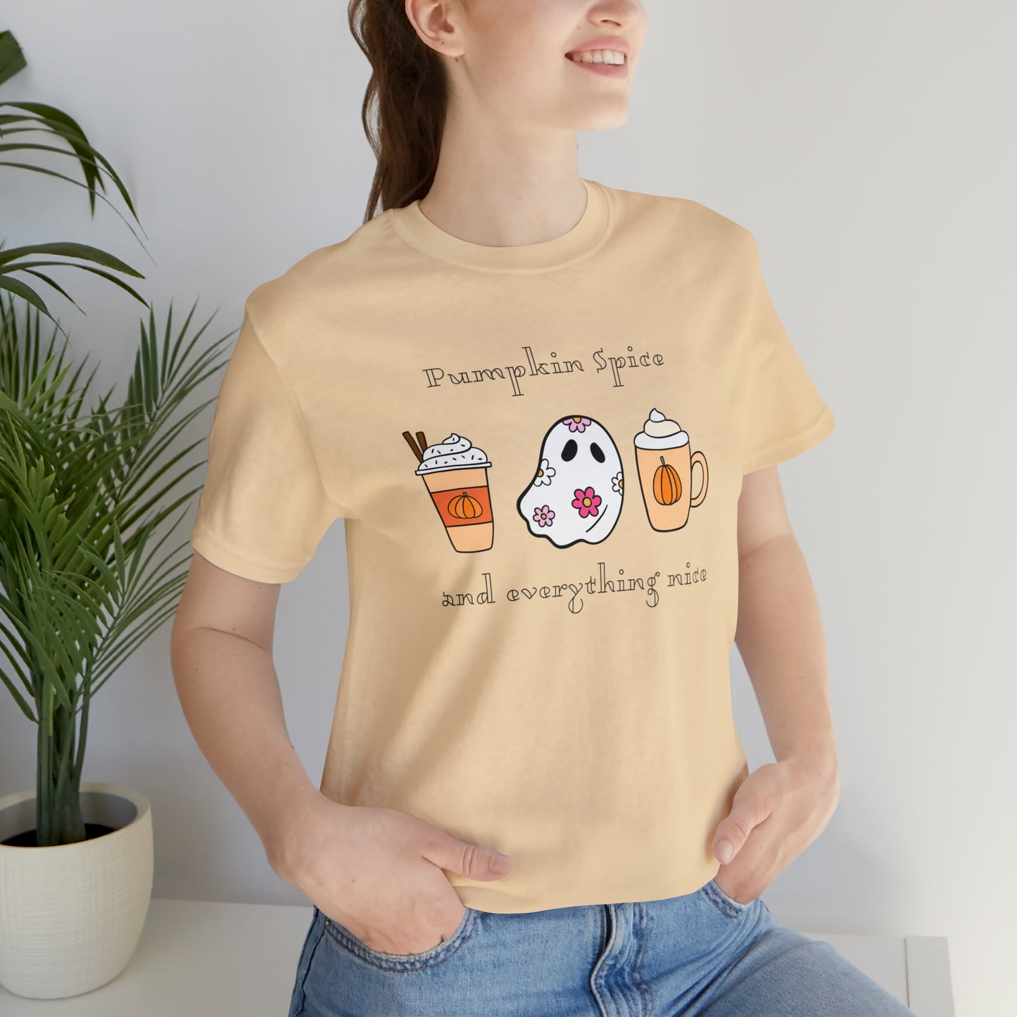 Color Flower - Pumpkin Ghost, Unisex Jersey Short Sleeve Tee
