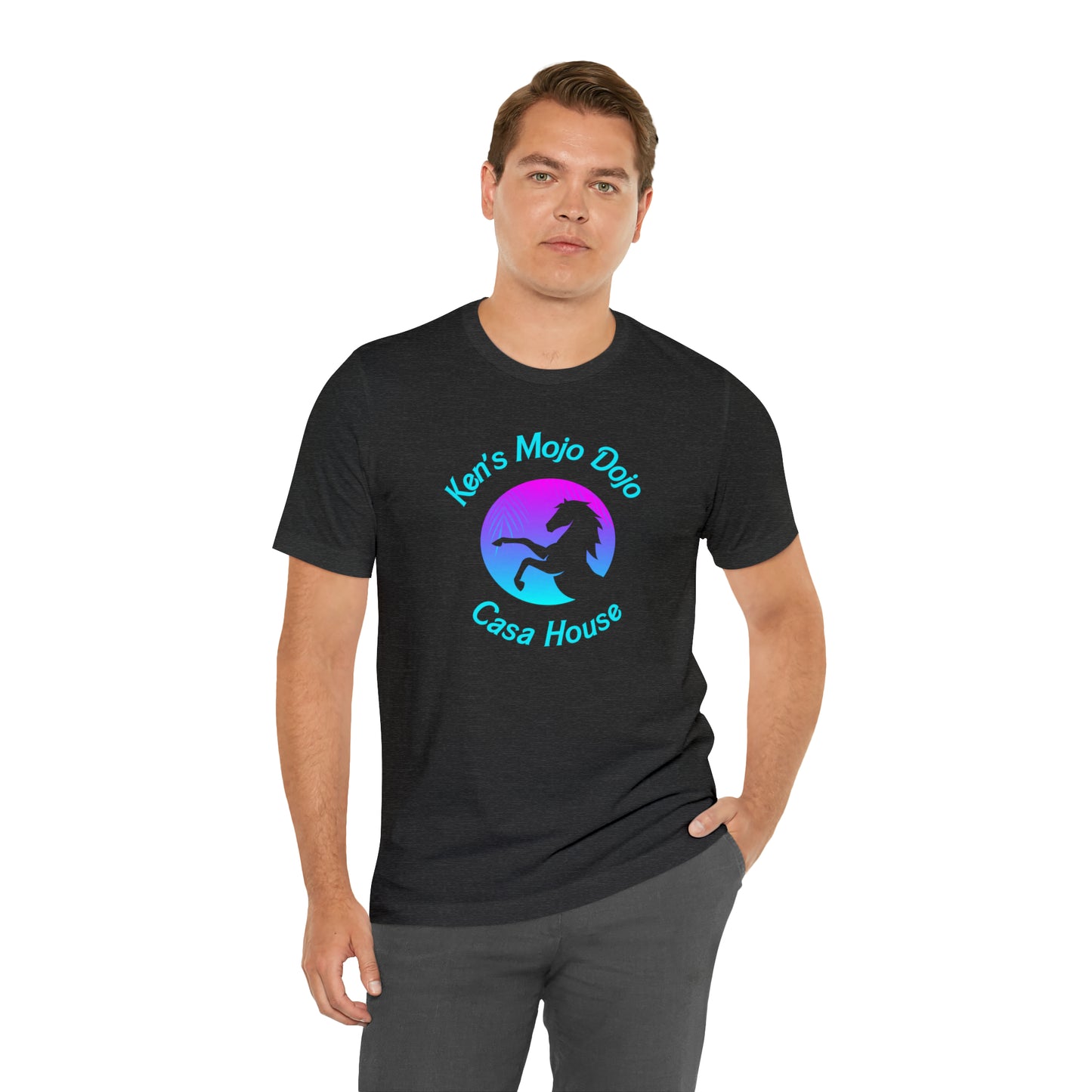 Neon Teal Moon: Mojo Dojo Casa House, Unisex Jersey Short Sleeve Tee