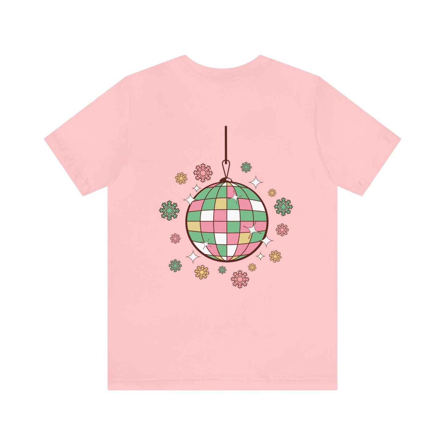 Pink Trees Farm Groovy and Bright Jingle Disco Ball on back - Unisex T-shirt