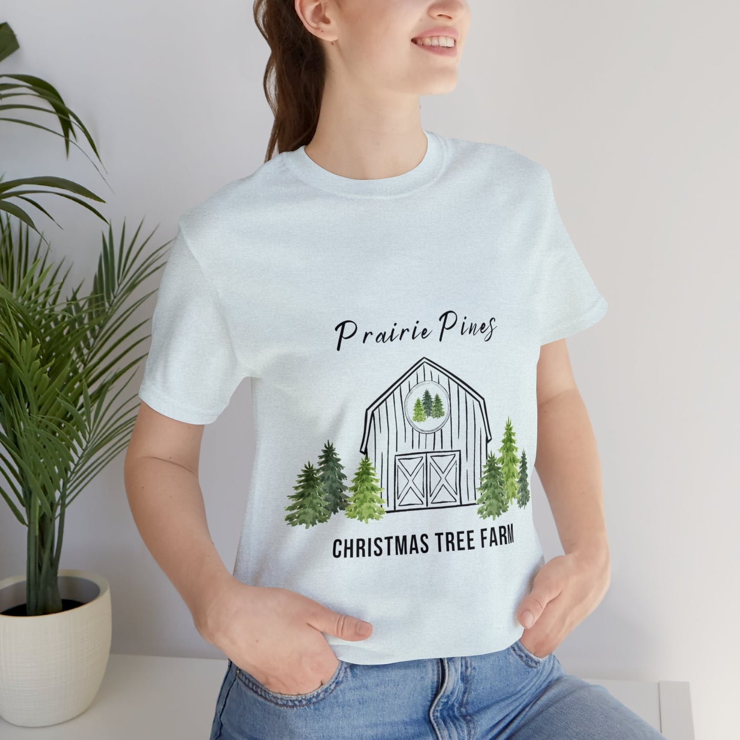 Watercolor Trees Prairie Pines Black Text - no back design - Unisex T-shirt