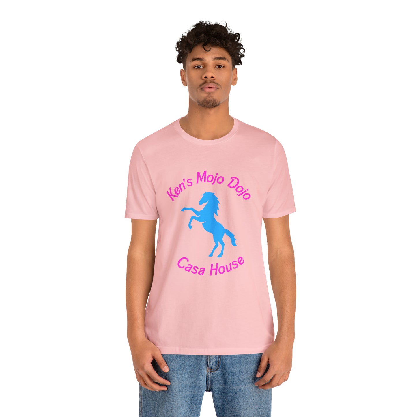 Neon Pink and Blue: Ken's Mojo Dojo Casa House, Unisex Jersey Short Sleeve Tee