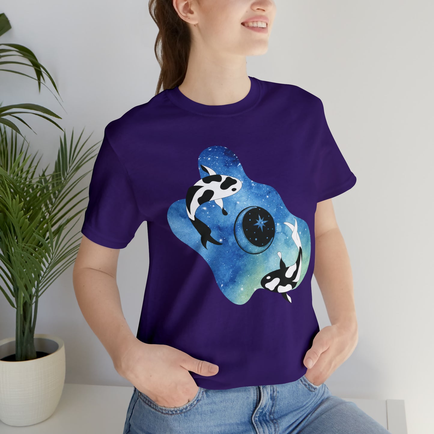Watercolor Space Koi, Unisex Jersey Short Sleeve Tee